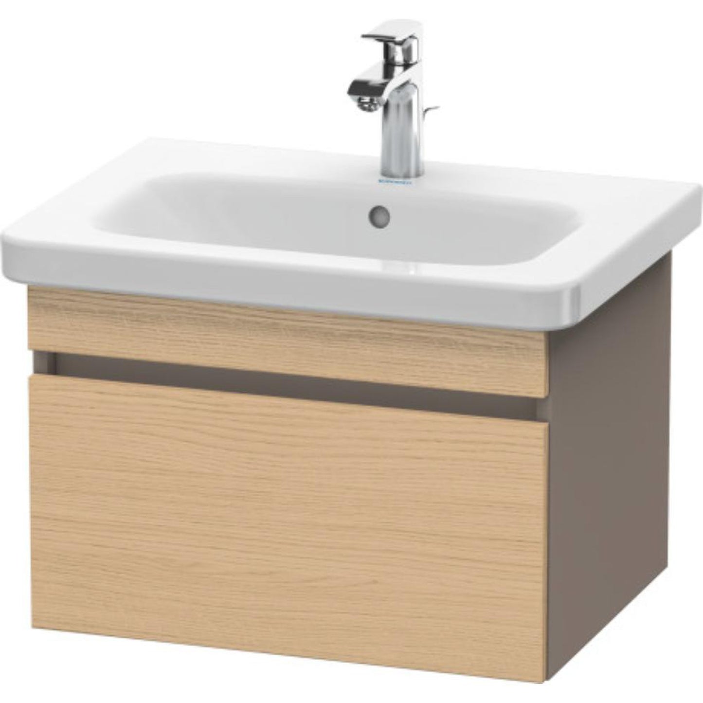 Duravit DuraStyle 23" x 16" x 18" One Drawer Wall-Mount Vanity Unit in Natural Oak and Basalt (DS638003043)