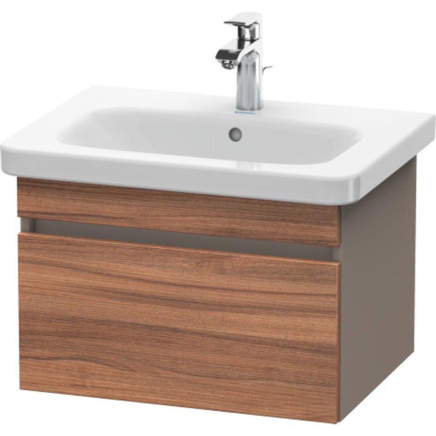 Duravit DuraStyle 23" x 16" x 18" One Drawer Wall-Mount Vanity Unit in Natural Walnut and Basalt (DS638007943)