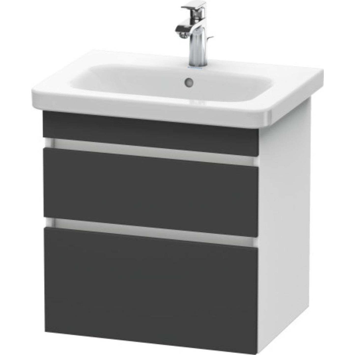 Duravit DuraStyle 23" x 24" x 18" Two Drawer Wall-Mount Vanity Unit in Graphite and White (DS648004918)