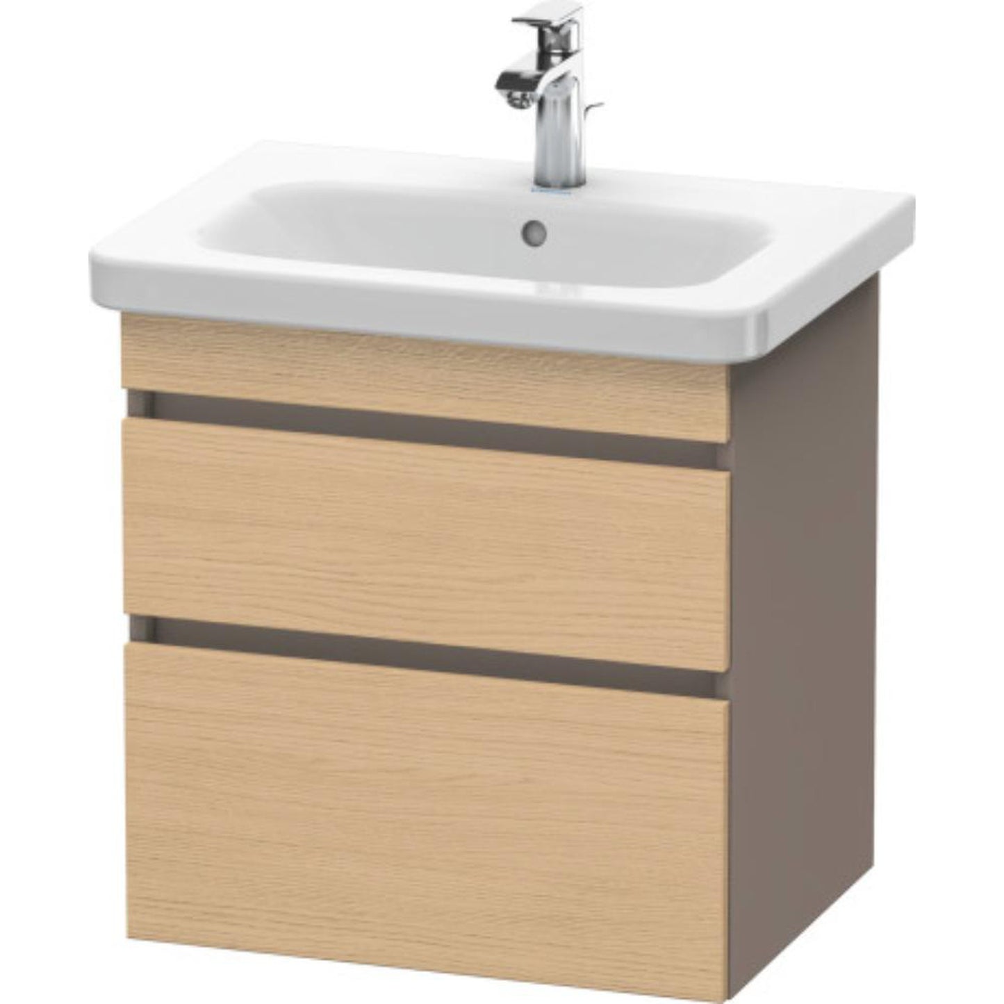 Duravit DuraStyle 23" x 24" x 18" Two Drawer Wall-Mount Vanity Unit in Natural Oak and Basalt (DS648003043)