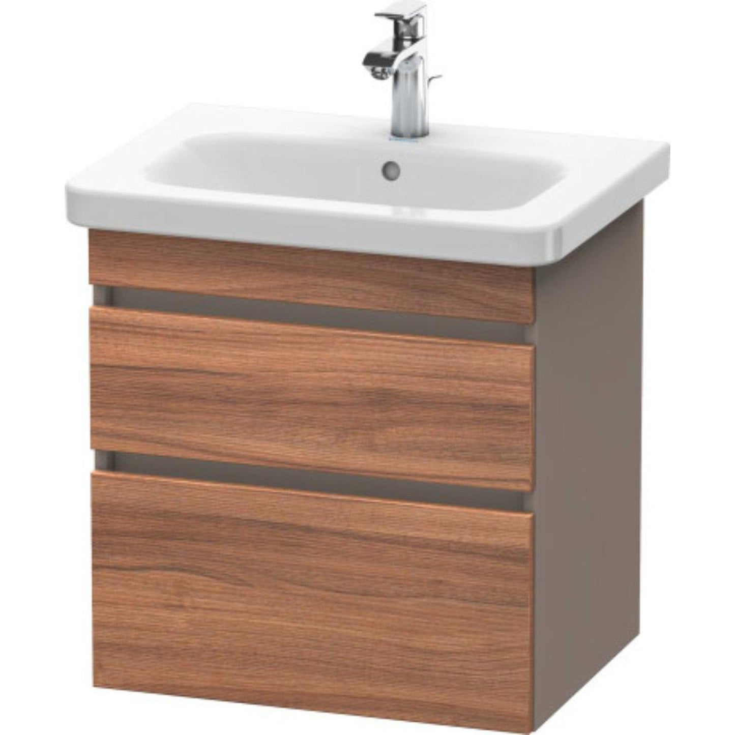 Duravit DuraStyle 23" x 24" x 18" Two Drawer Wall-Mount Vanity Unit in Natural Walnut and Basalt (DS648007943)