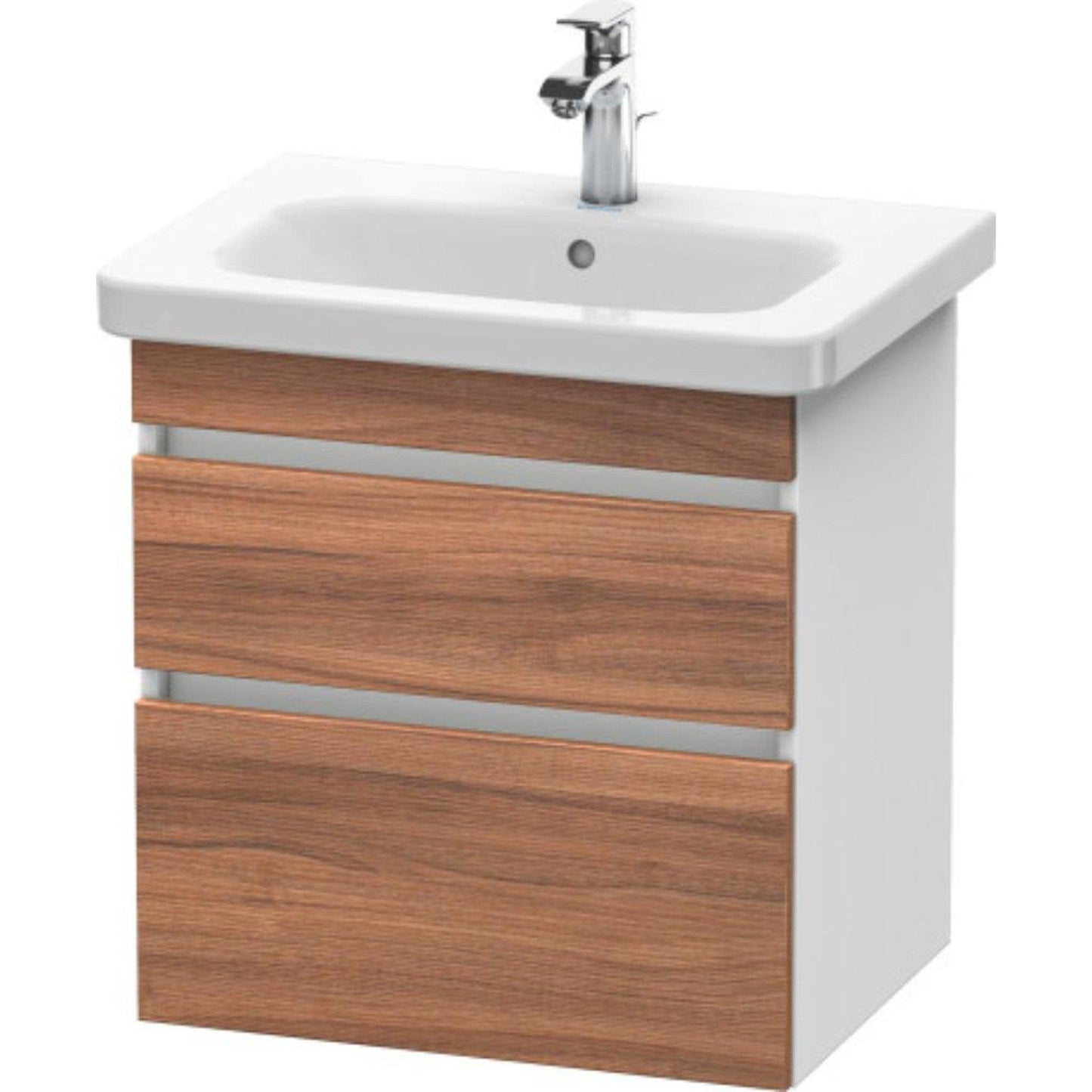 Duravit DuraStyle 23" x 24" x 18" Two Drawer Wall-Mount Vanity Unit in Natural Walnut and White (DS648007918)