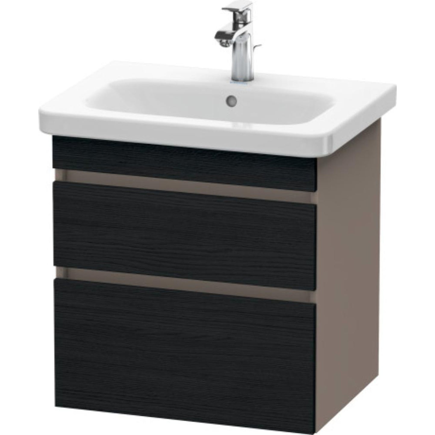 Duravit DuraStyle 23" x 24" x 18" Two Drawer Wall-Mount Vanity Unit in Oak Black and Basalt (DS648001643)