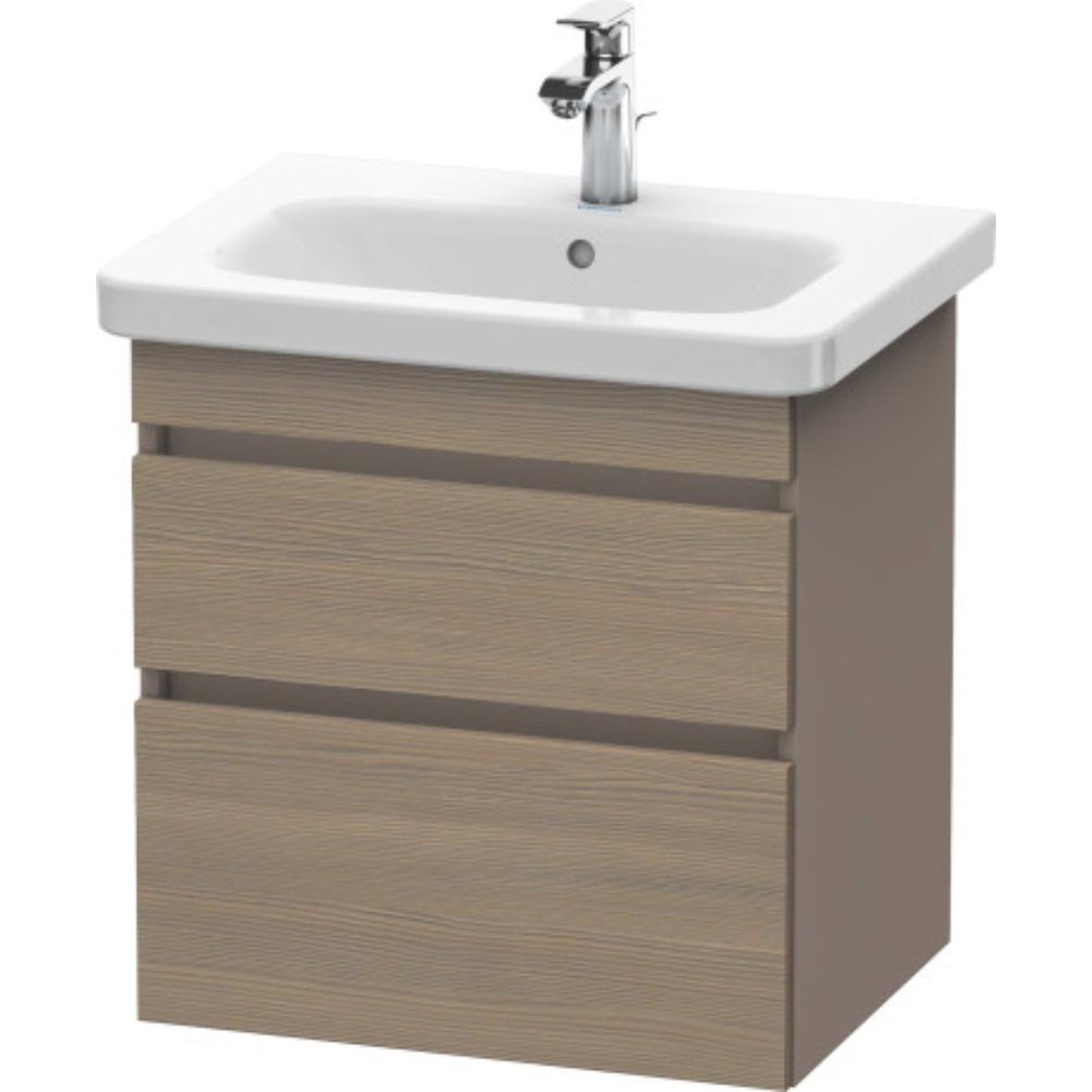 Duravit DuraStyle 23" x 24" x 18" Two Drawer Wall-Mount Vanity Unit in Oak Terra and Basalt (DS648003543)
