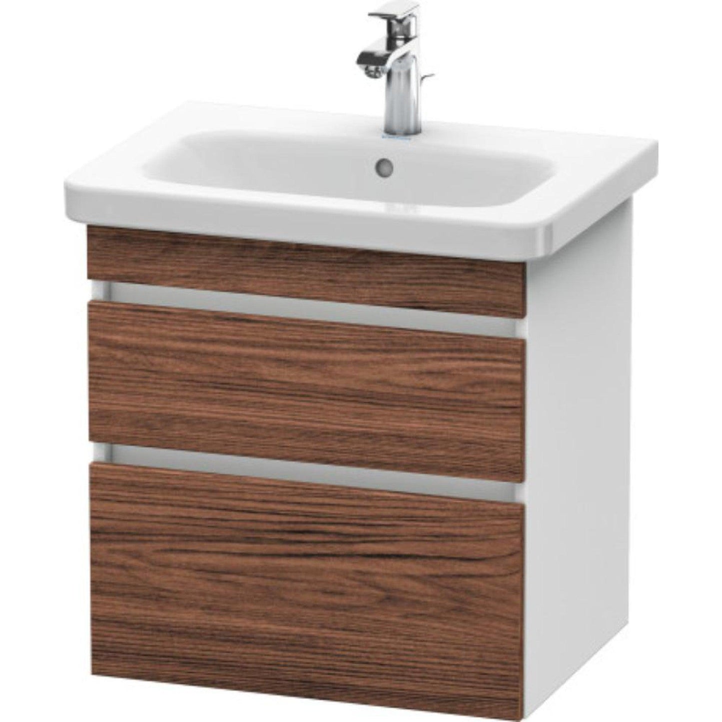 Duravit DuraStyle 23" x 24" x 18" Two Drawer Wall-Mount Vanity Unit in Walnut Dark and White (DS648002118)
