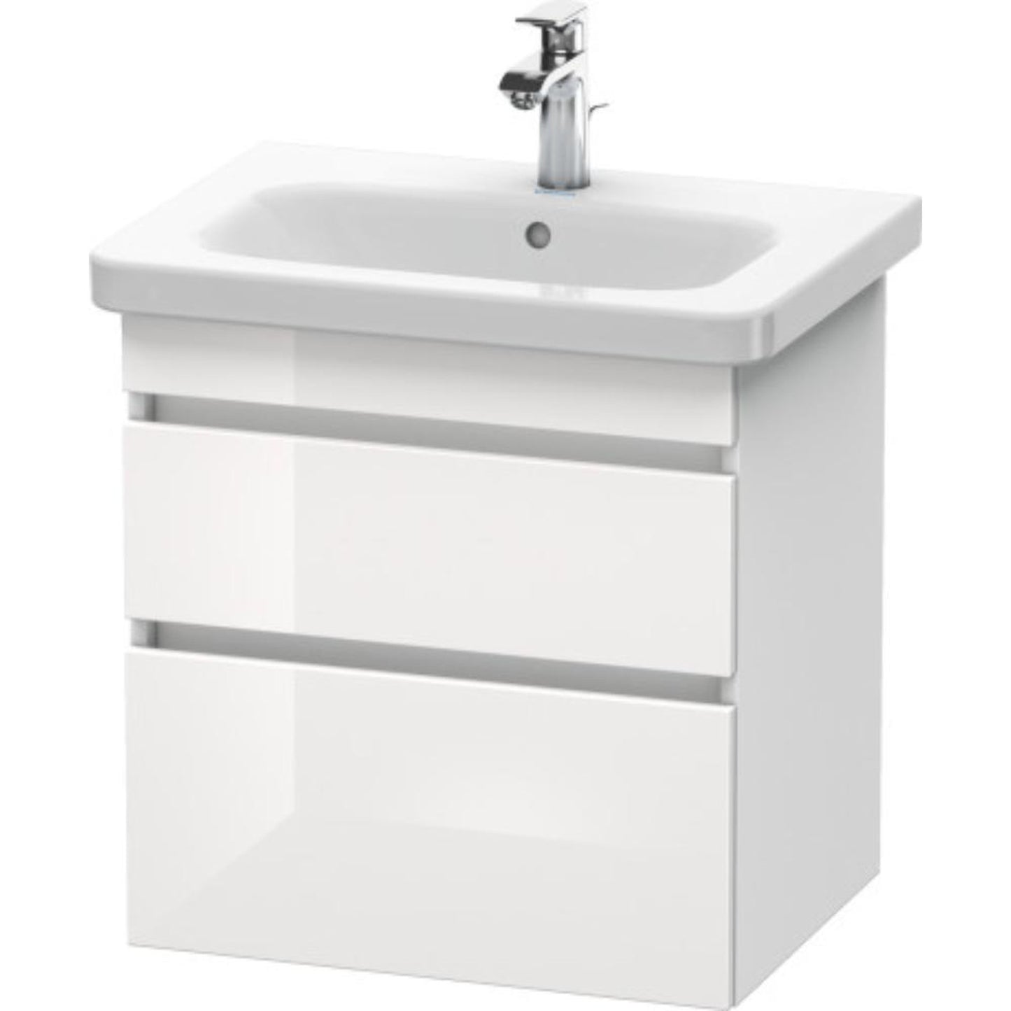 Duravit DuraStyle 23" x 24" x 18" Two Drawer Wall-Mount Vanity Unit in White High Gloss and White Matt (DS648002218)