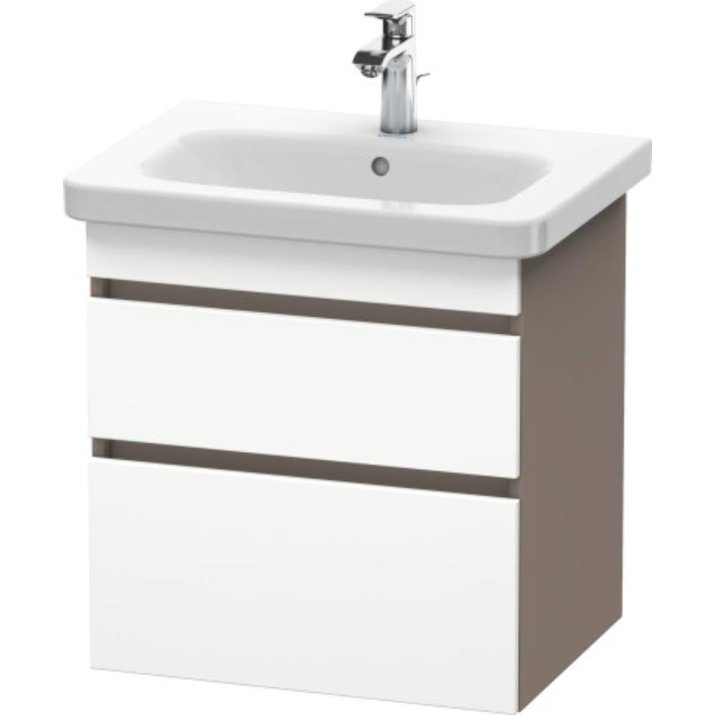 Duravit DuraStyle 23" x 24" x 18" Two Drawer Wall-Mount Vanity Unit in White Matt and Basalt (DS648001843)