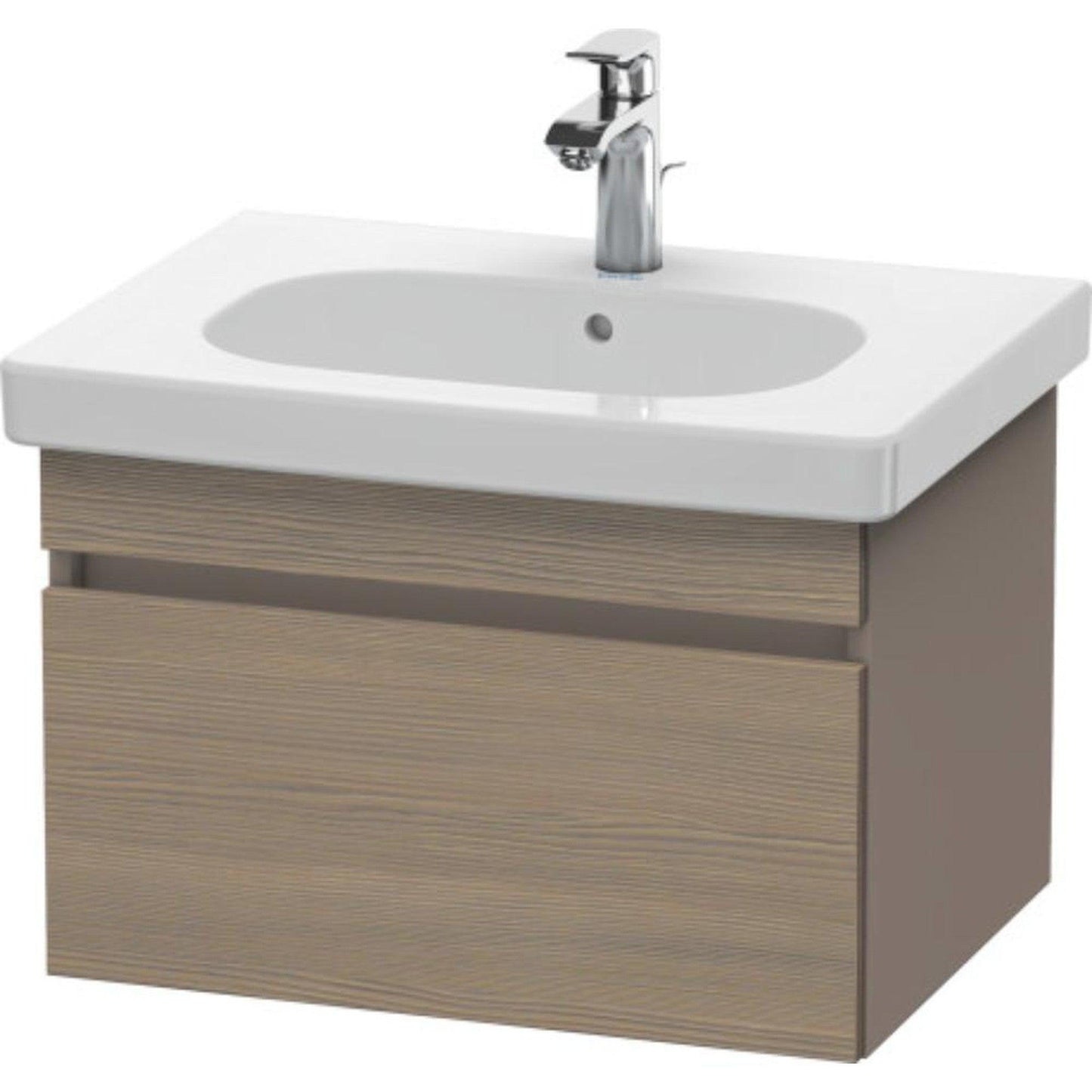 Duravit DuraStyle 24" x 16" x 18" One Drawer Wall-Mount Vanity Unit in Oak Terra and Basalt (DS638303543)