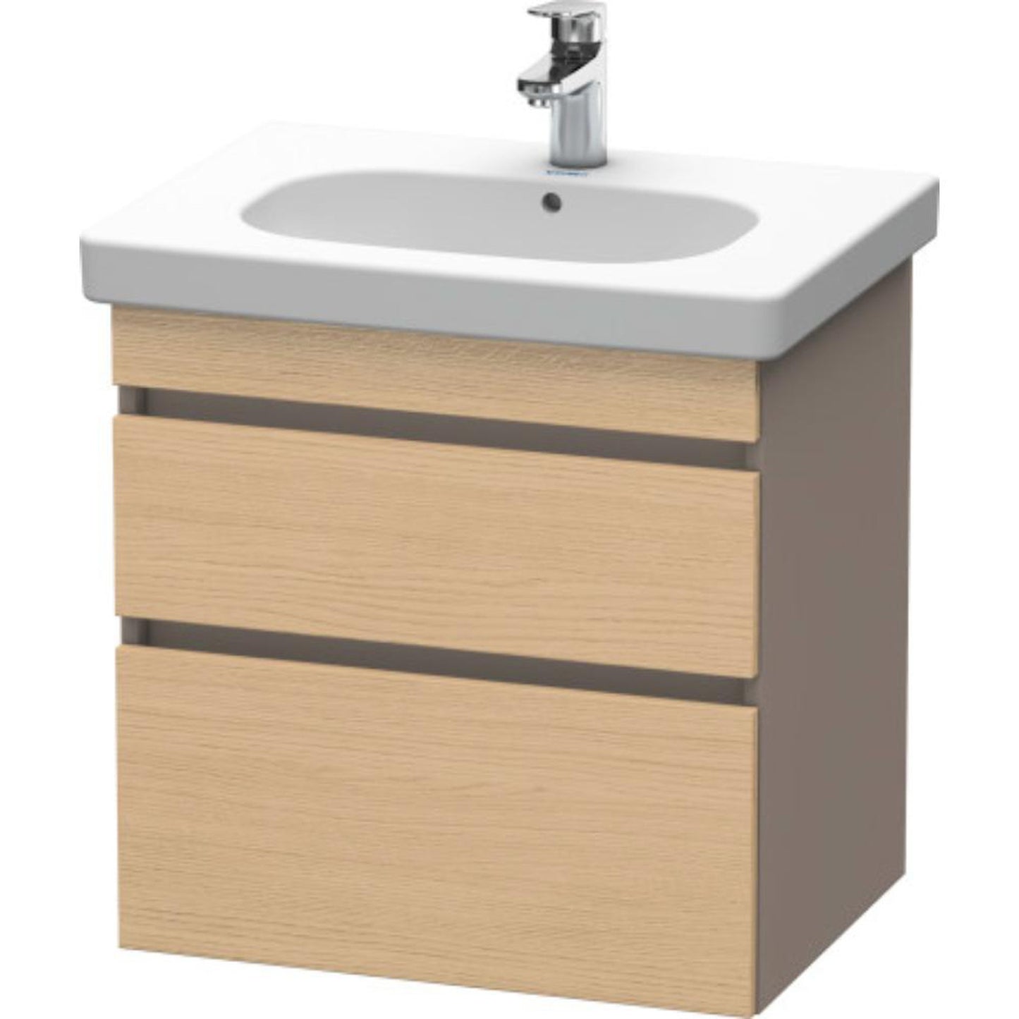 Duravit DuraStyle 24" x 24" x 18" Two Drawer Wall-Mount Vanity Unit in Natural Oak and Basalt (DS648303043)