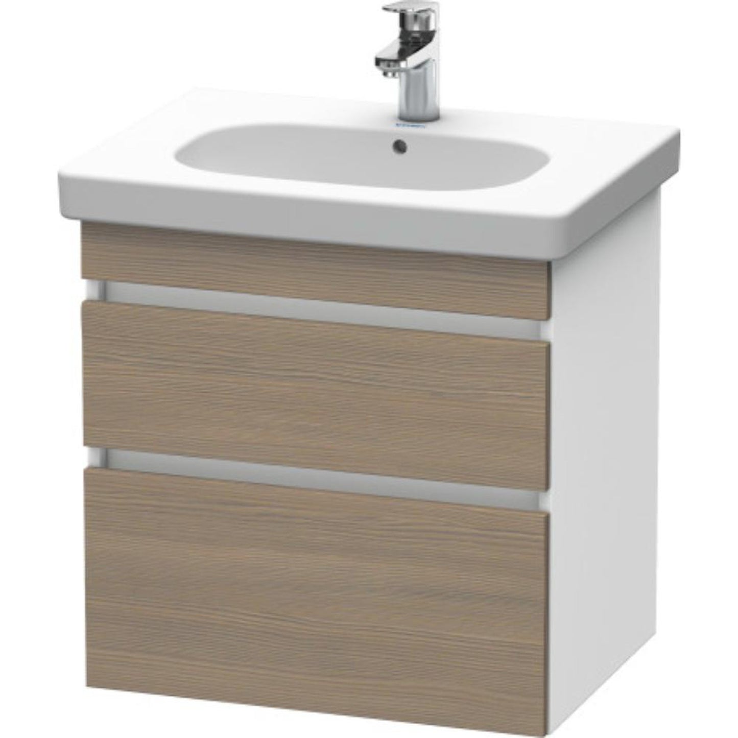 Duravit DuraStyle 24" x 24" x 18" Two Drawer Wall-Mount Vanity Unit in Oak Terra and White (DS648303518)