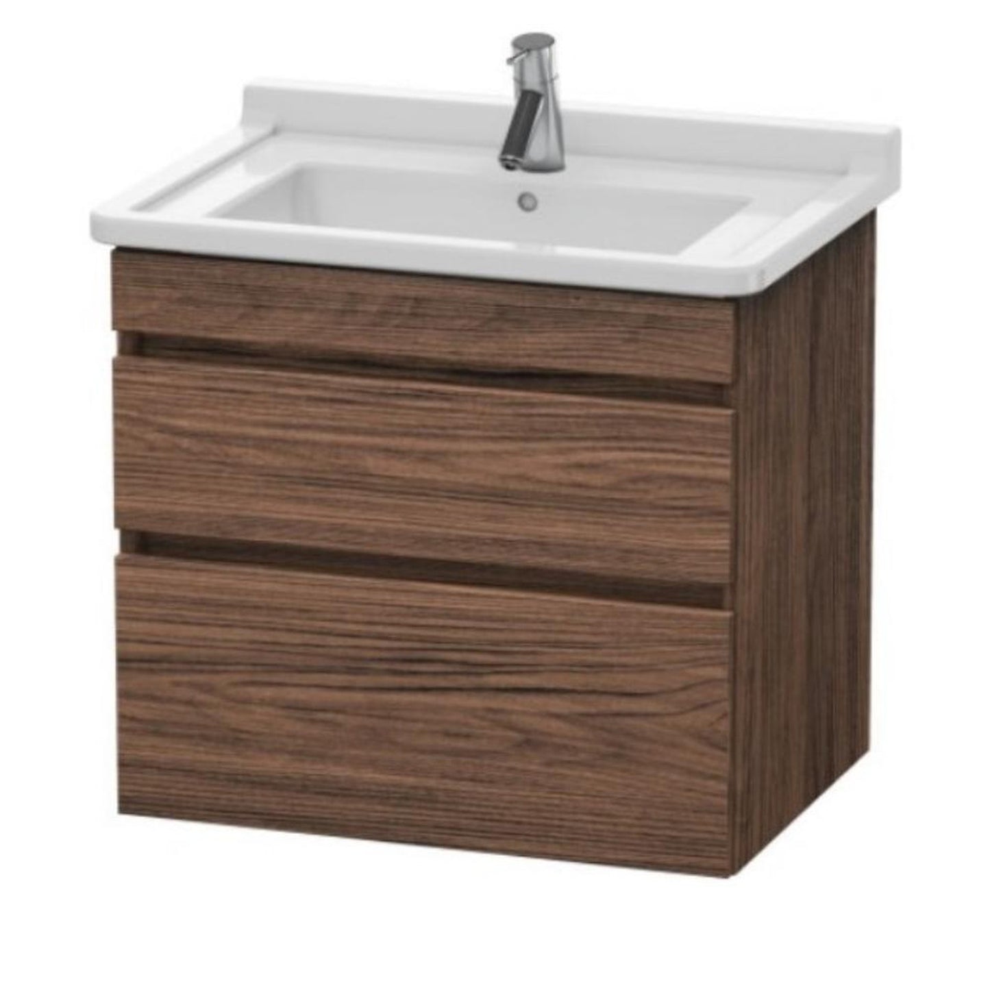 Duravit DuraStyle 26" x 24" x 18" Two Drawer Wall-Mount Vanity Unit in Walnut Dark (DS648702121)