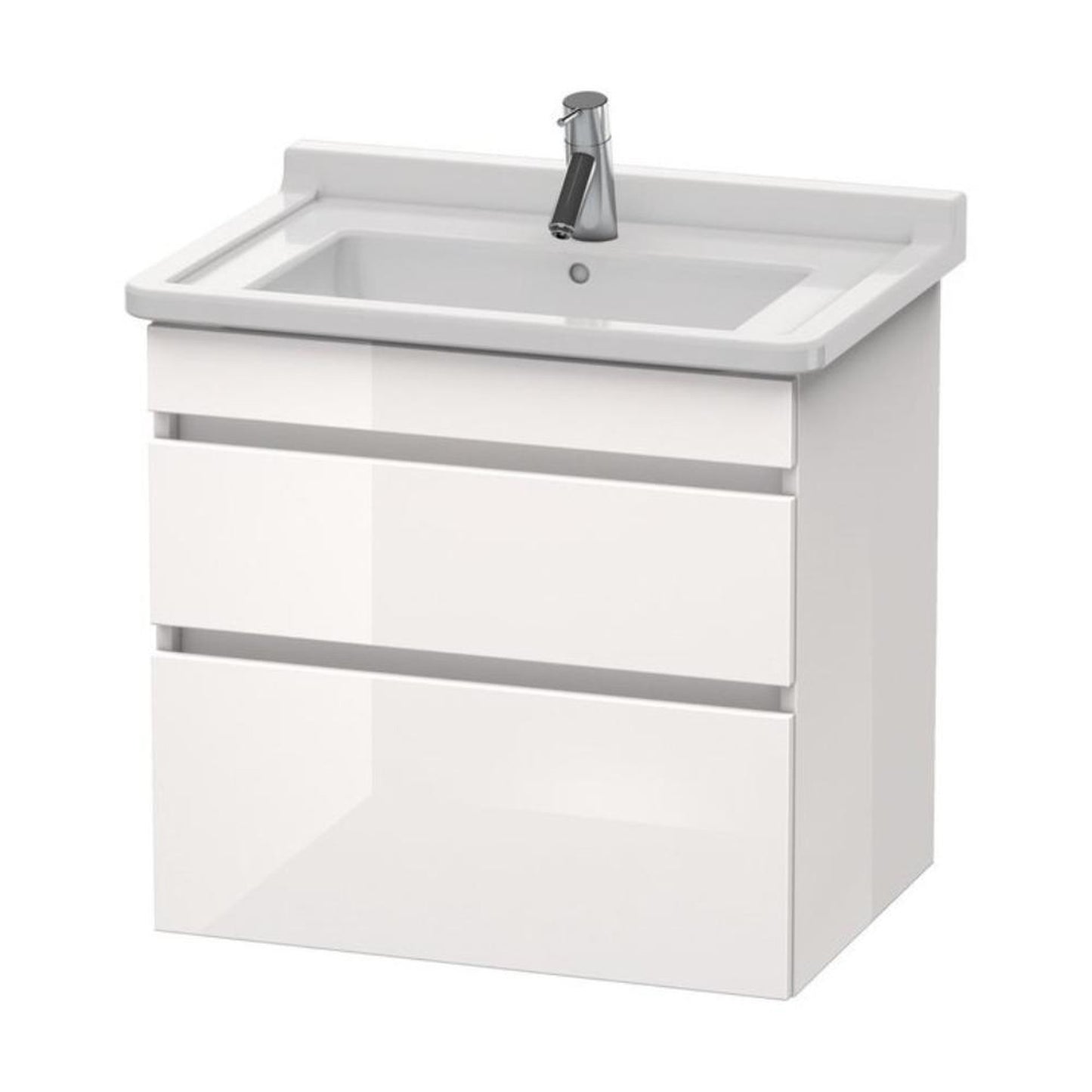 Duravit DuraStyle 26" x 24" x 18" Two Drawer Wall-Mount Vanity Unit in White High Gloss (DS648702222)