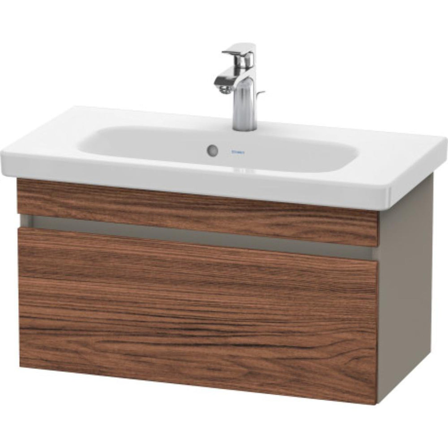 Duravit DuraStyle 29" x 16" x 14" One Drawer Wall-Mount Vanity Unit in Walnut Dark and Basalt (DS639902143)