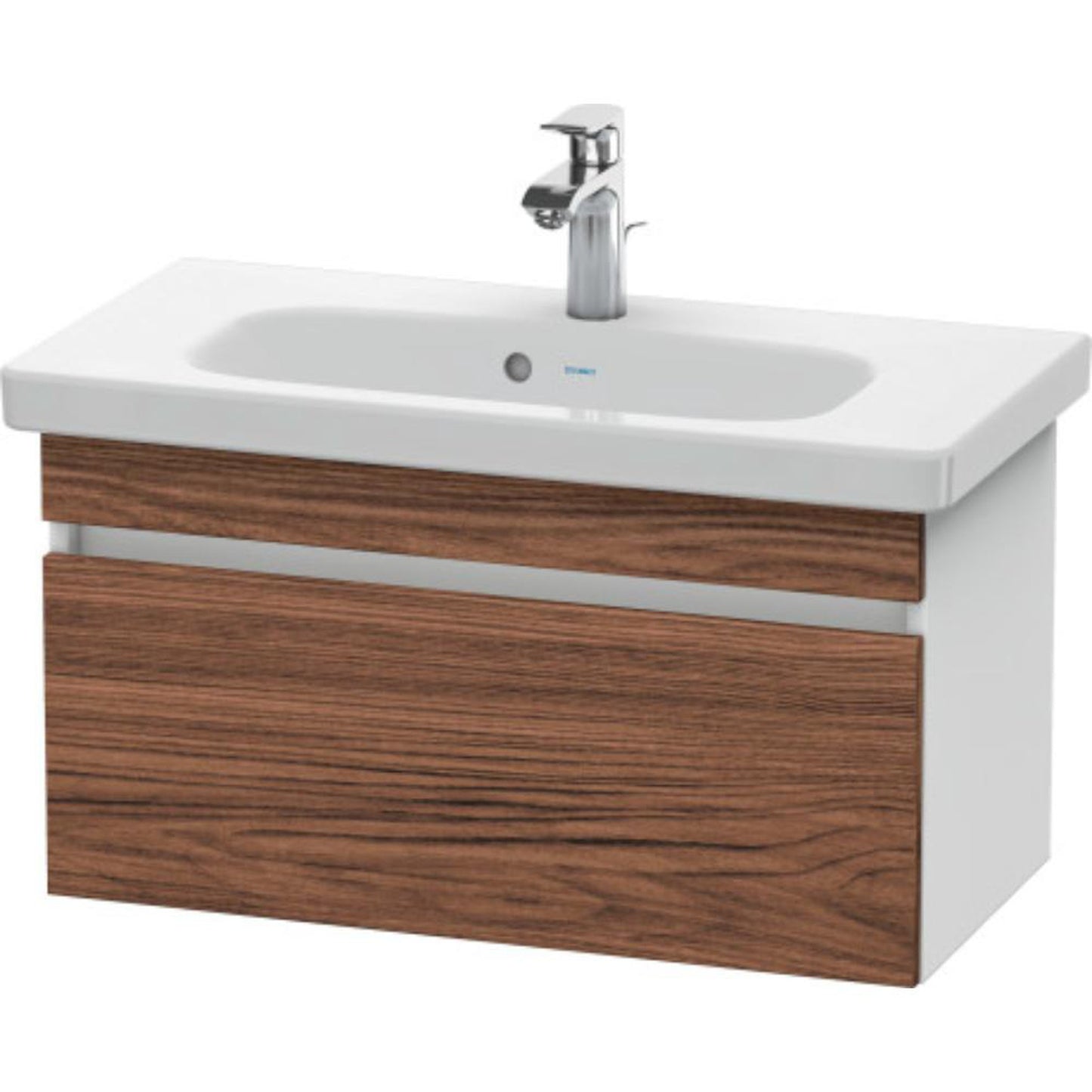 Duravit DuraStyle 29" x 16" x 14" One Drawer Wall-Mount Vanity Unit in Walnut Dark and White (DS639902118)