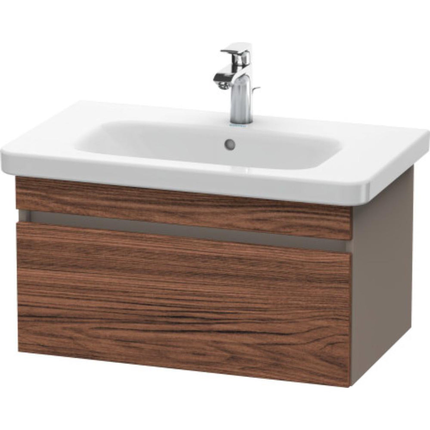 Duravit DuraStyle 29" x 16" x 18" One Drawer Wall-Mount Vanity Unit in Walnut Dark and Basalt (DS638102143)