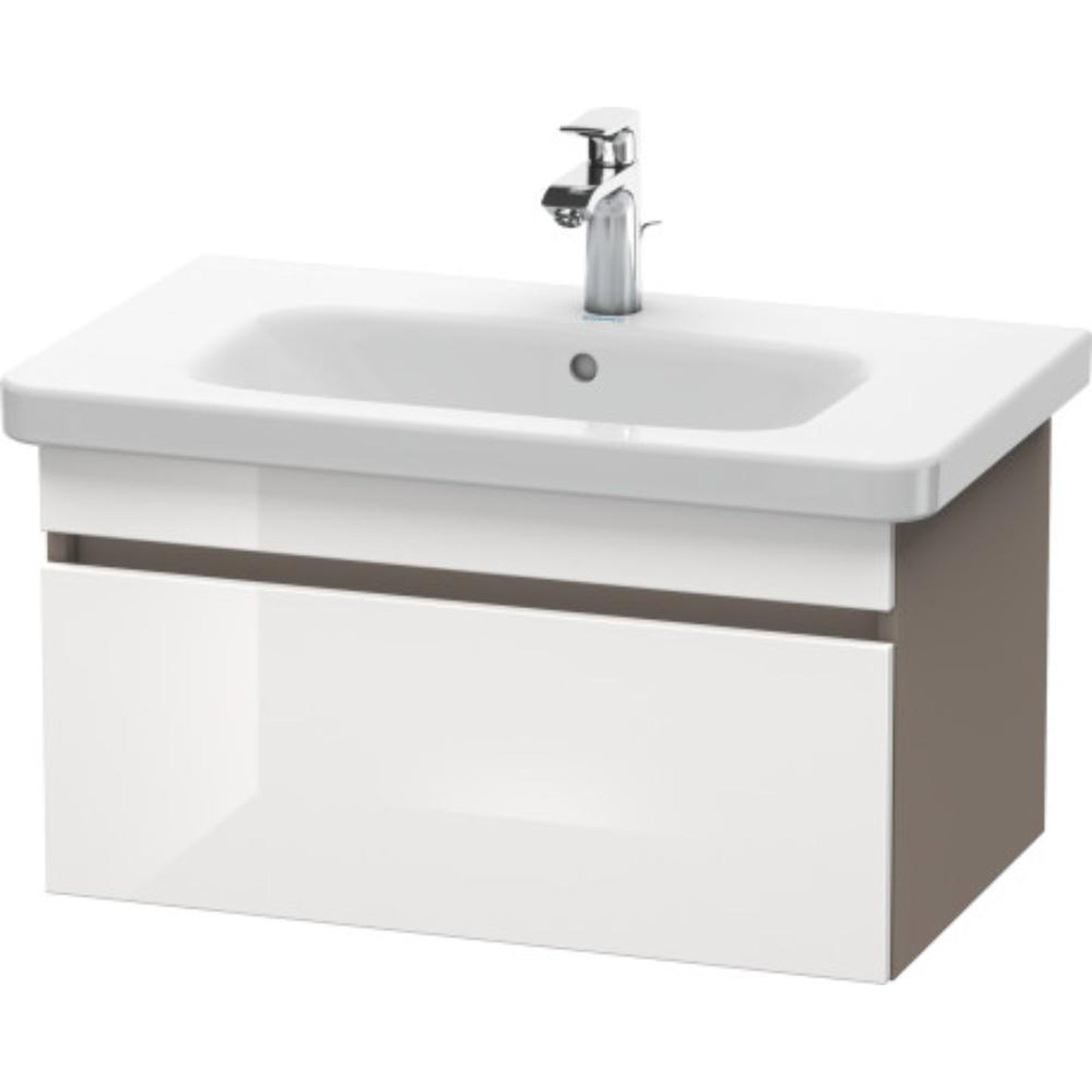 Duravit DuraStyle 29" x 16" x 18" One Drawer Wall-Mount Vanity Unit in White High Gloss and Basalt (DS638102243)