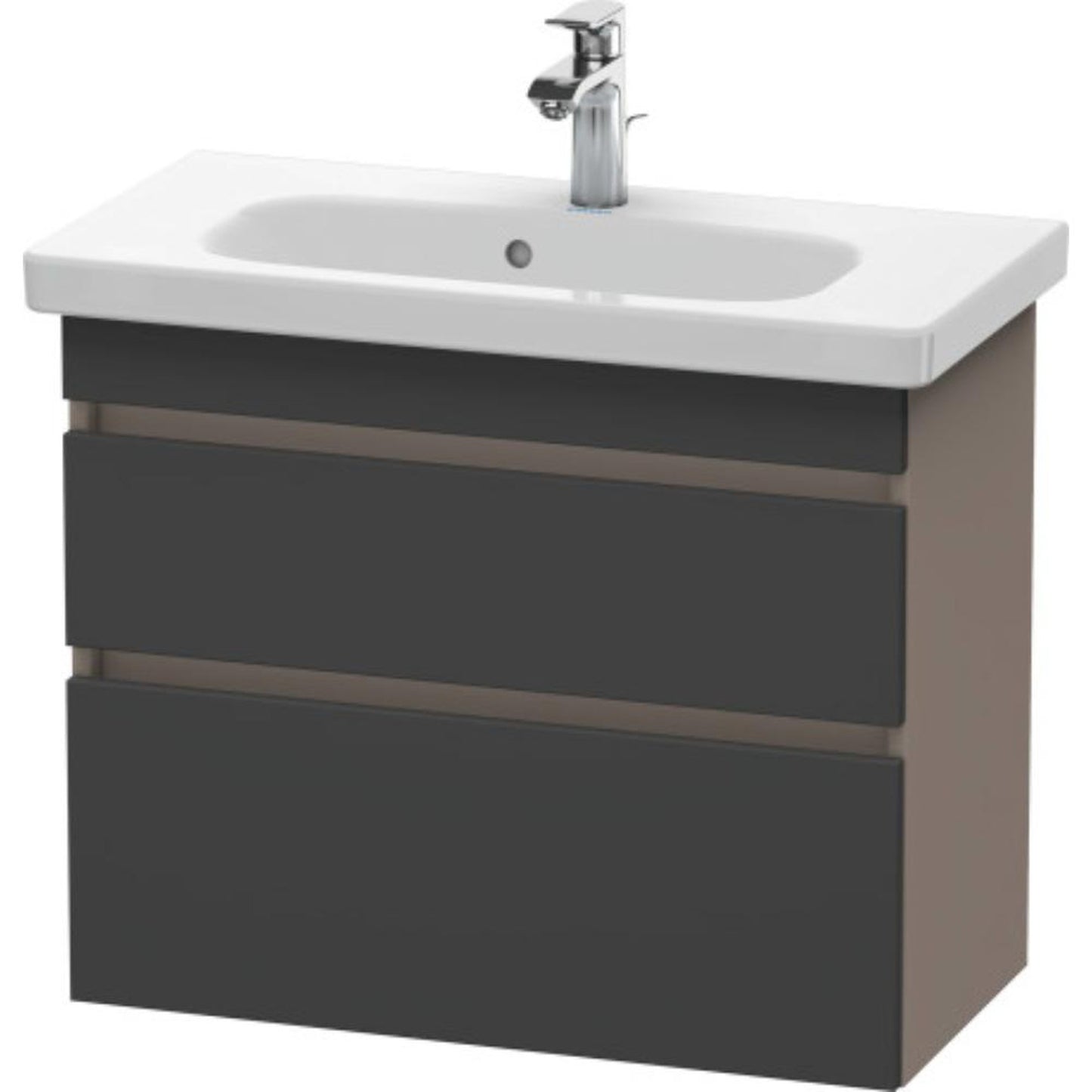 Duravit DuraStyle 29" x 24" x 14" Two Drawer Wall-Mount Vanity Unit in Graphite and Basalt (DS649904943)