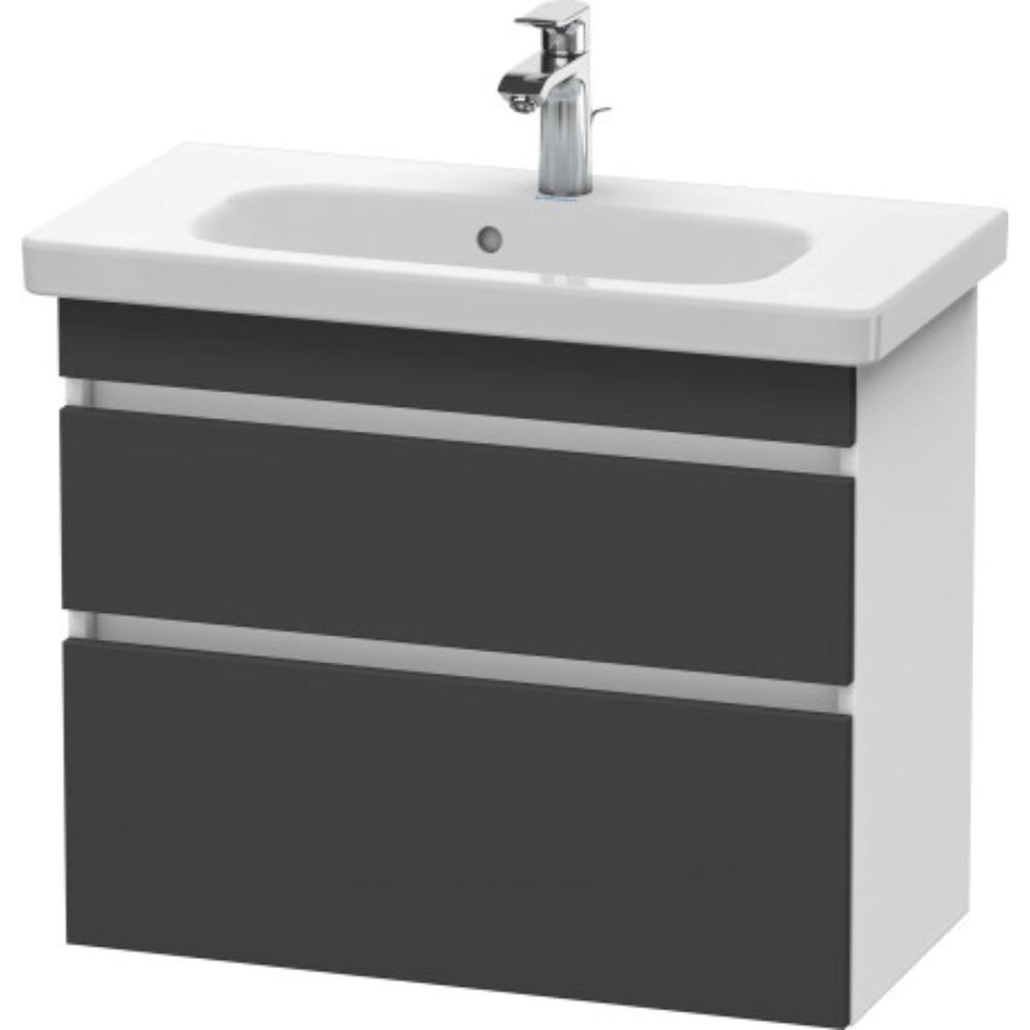 Duravit DuraStyle 29" x 24" x 14" Two Drawer Wall-Mount Vanity Unit in Graphite and White (DS649904918)