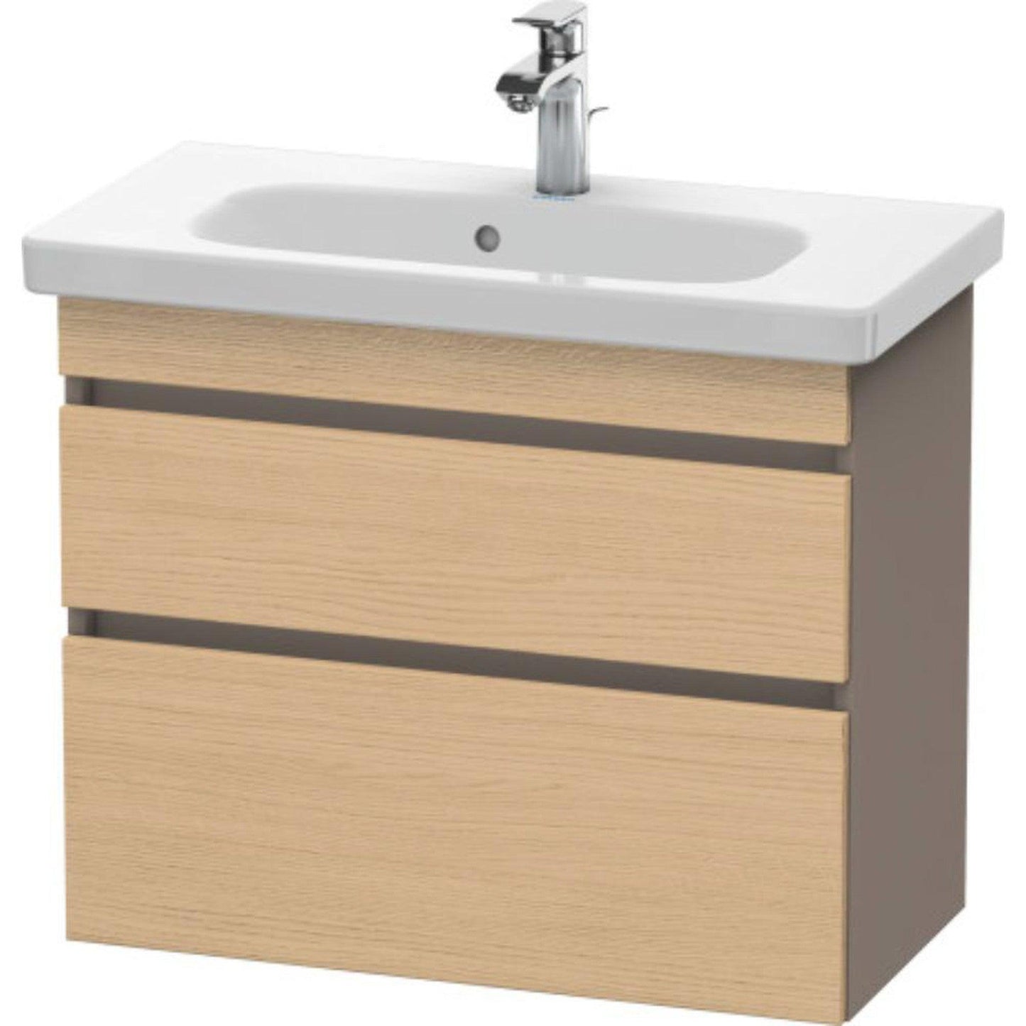 Duravit DuraStyle 29" x 24" x 14" Two Drawer Wall-Mount Vanity Unit in Natural Oak and Basalt (DS649903043)