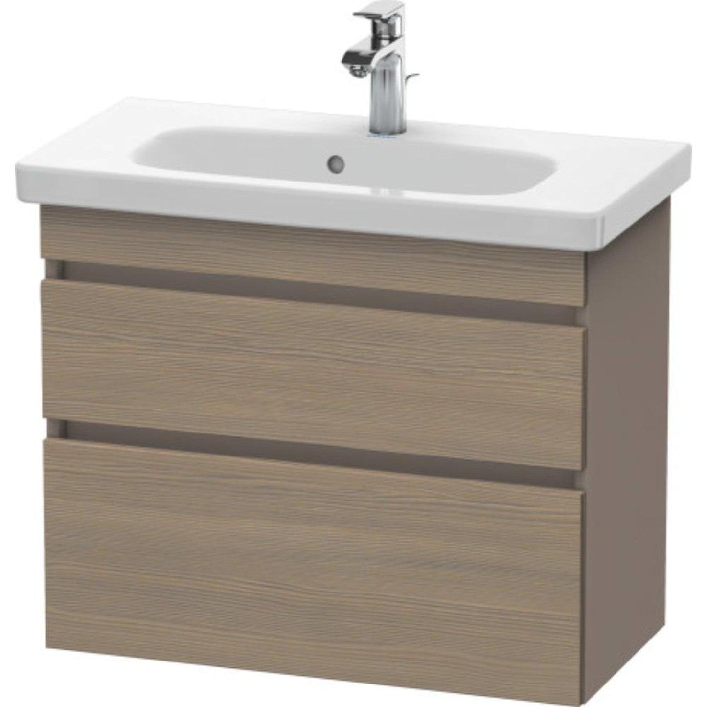 Duravit DuraStyle 29" x 24" x 14" Two Drawer Wall-Mount Vanity Unit in Oak Terra and Basalt (DS649903543)