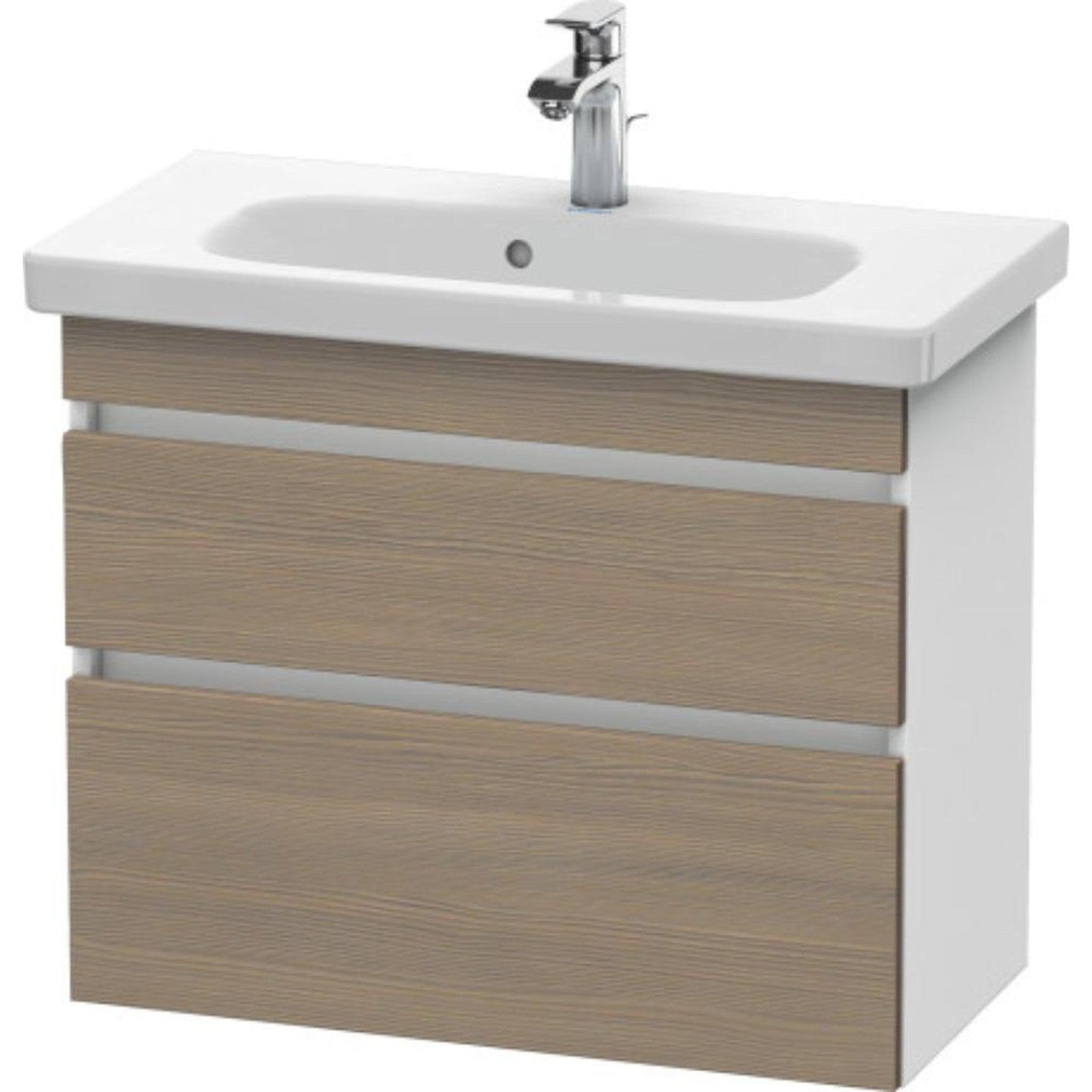 Duravit DuraStyle 29" x 24" x 14" Two Drawer Wall-Mount Vanity Unit in Oak Terra and White (DS649903518)
