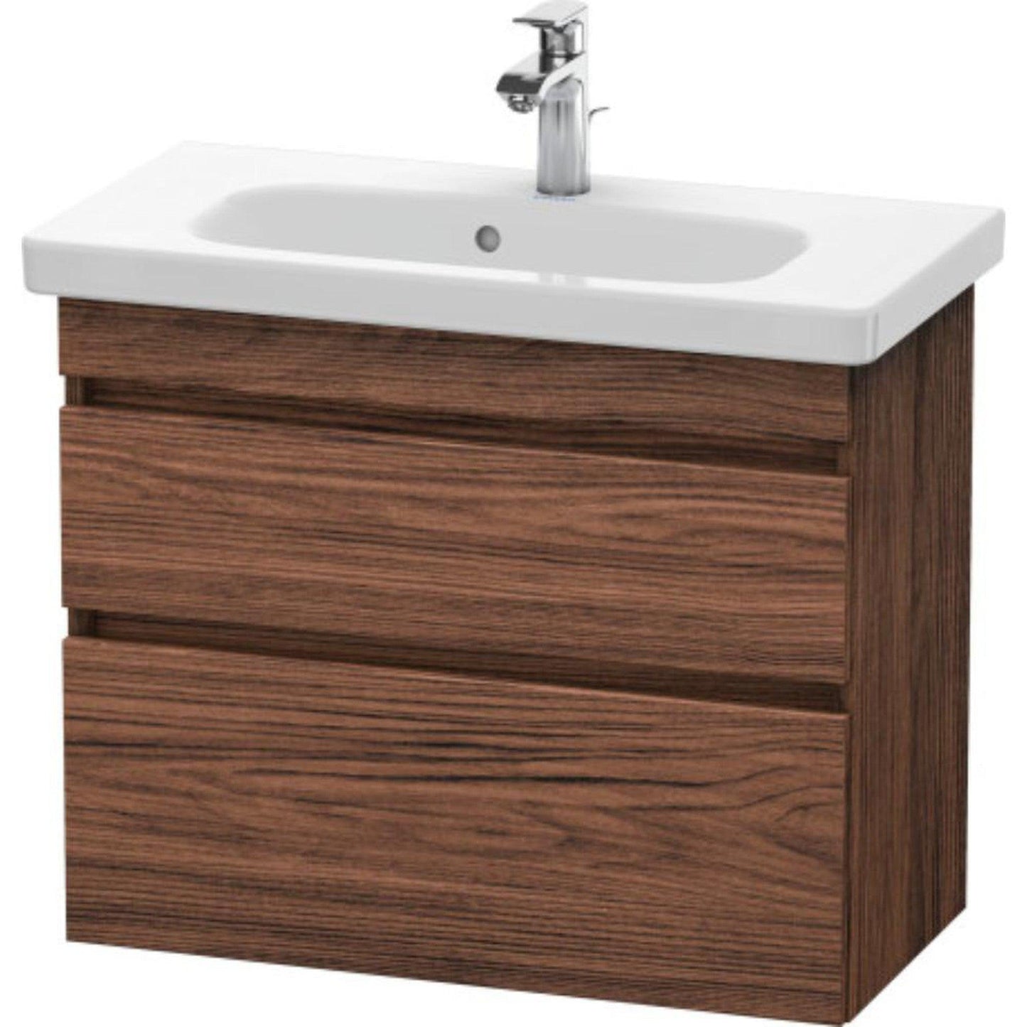 Duravit DuraStyle 29" x 24" x 14" Two Drawer Wall-Mount Vanity Unit in Walnut Dark (DS649902121)