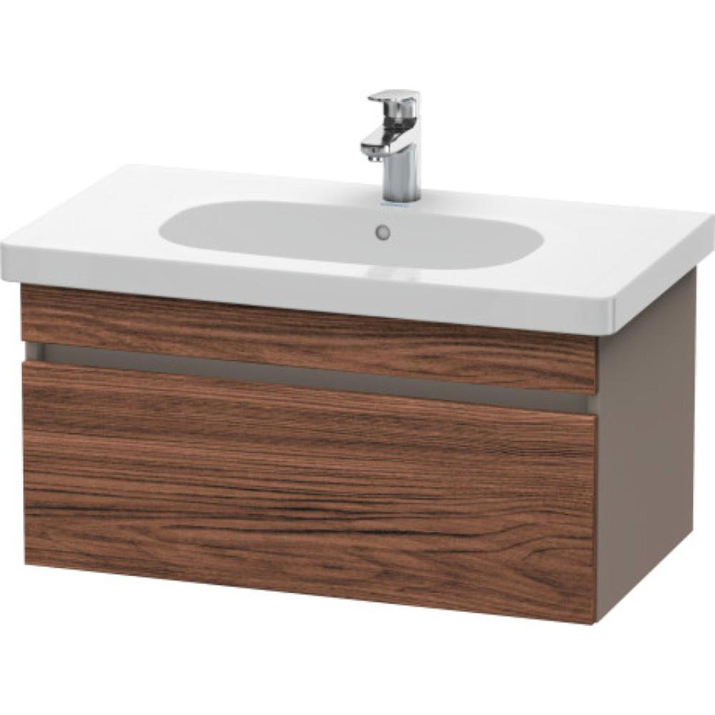 Duravit DuraStyle 31" x 16" x 18" One Drawer Wall-Mount Vanity Unit in Walnut Dark and Basalt (DS638402143)
