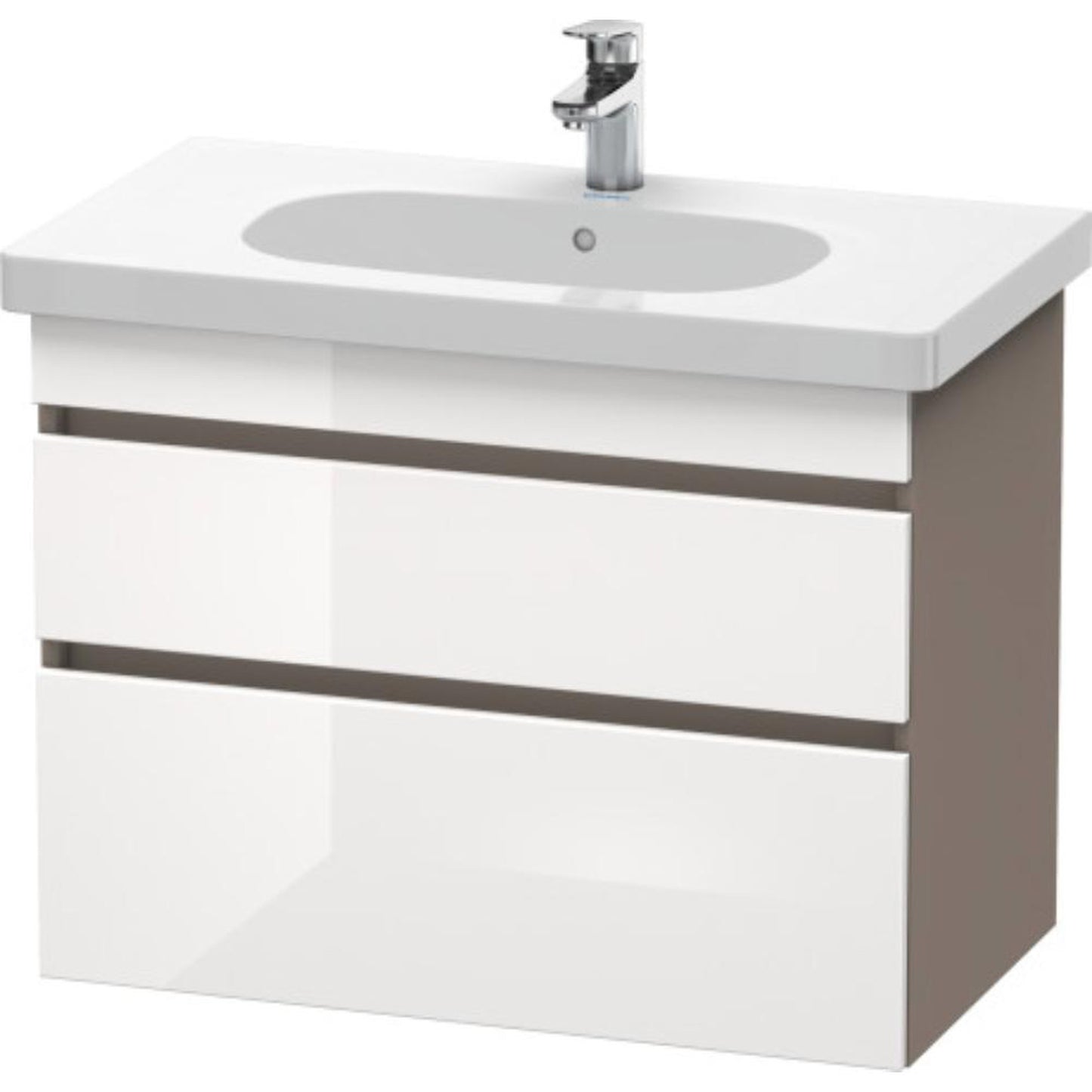 Duravit DuraStyle 31" x 24" x 18" Two Drawer Wall-Mount Vanity Unit in White High Gloss and Basalt (DS648402243)
