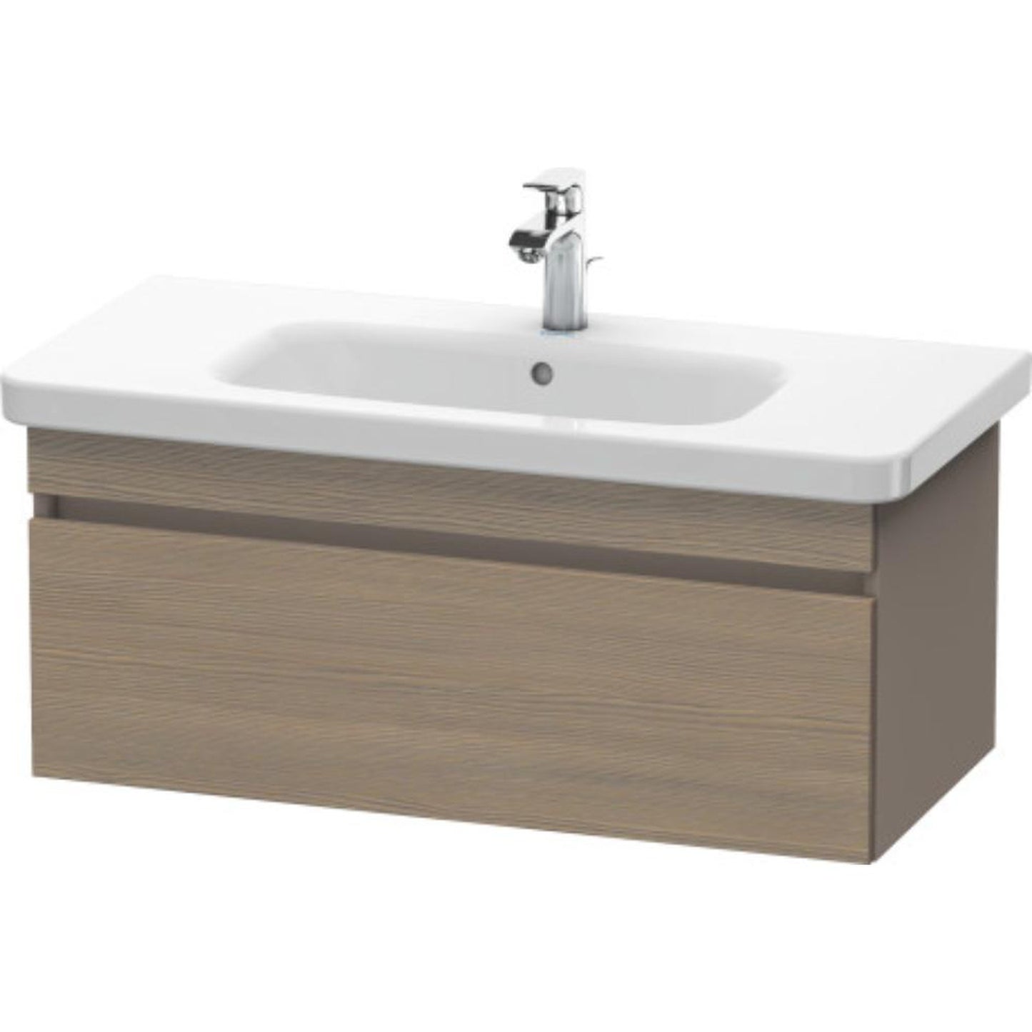 Duravit DuraStyle 37" x 16" x 18" One Drawer Wall-Mount Vanity Unit in Oak Terra and Basalt (DS638203543)