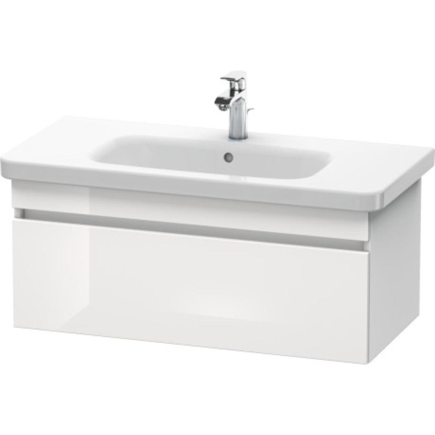 Duravit DuraStyle 37" x 16" x 18" One Drawer Wall-Mount Vanity Unit in White High Gloss and White Matt (DS638202218)