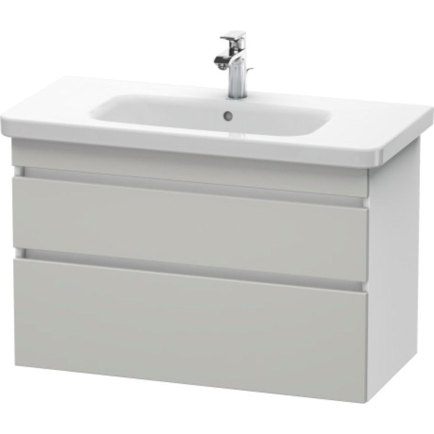 Duravit DuraStyle 37" x 24" x 18" Two Drawer Wall-Mount Vanity Unit in Concrete Grey Matt and White (DS648200718)