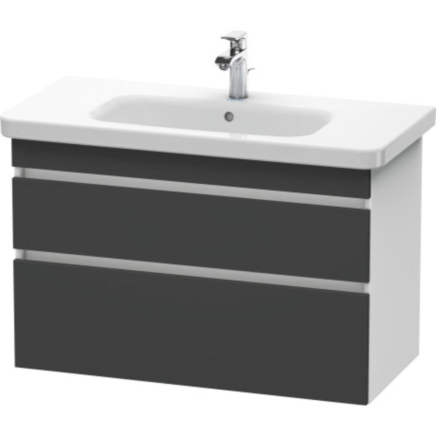 Duravit DuraStyle 37" x 24" x 18" Two Drawer Wall-Mount Vanity Unit in Graphite and White (DS648204918)