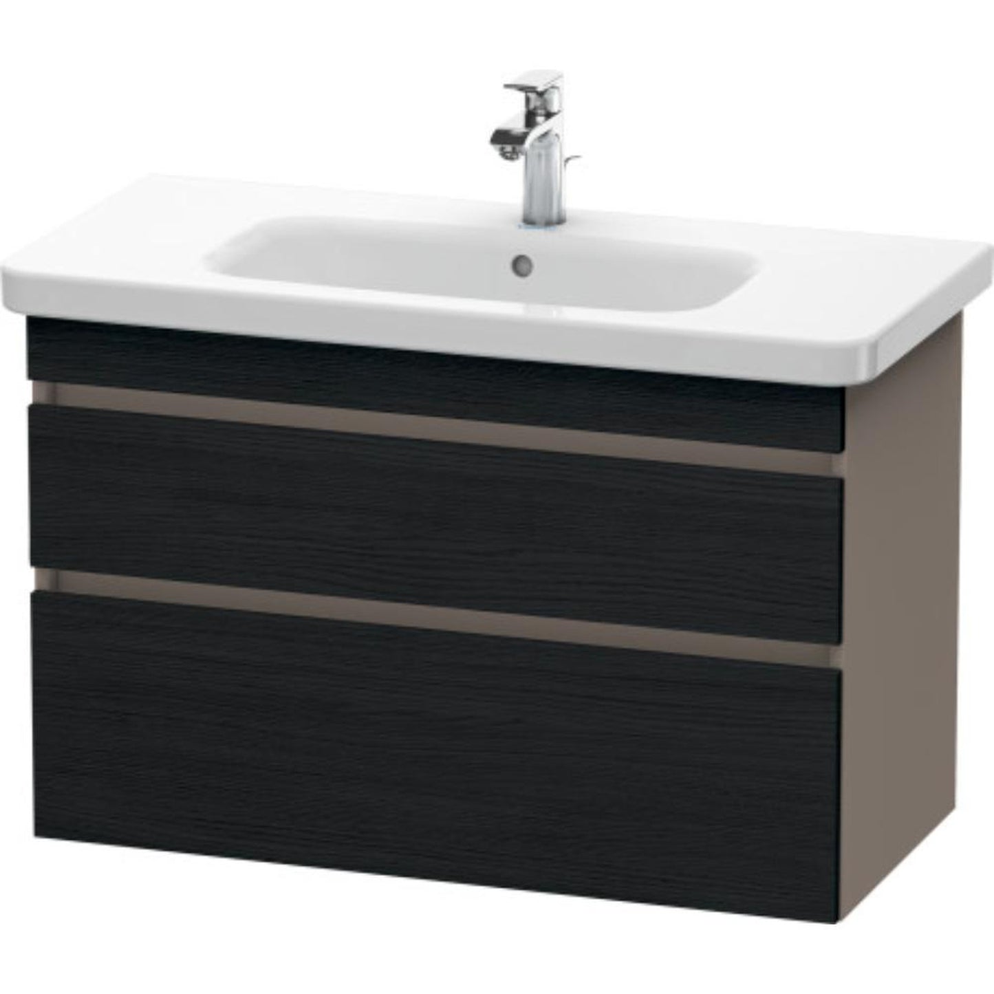 Duravit DuraStyle 37" x 24" x 18" Two Drawer Wall-Mount Vanity Unit in Oak Black and Basalt (DS648201643)