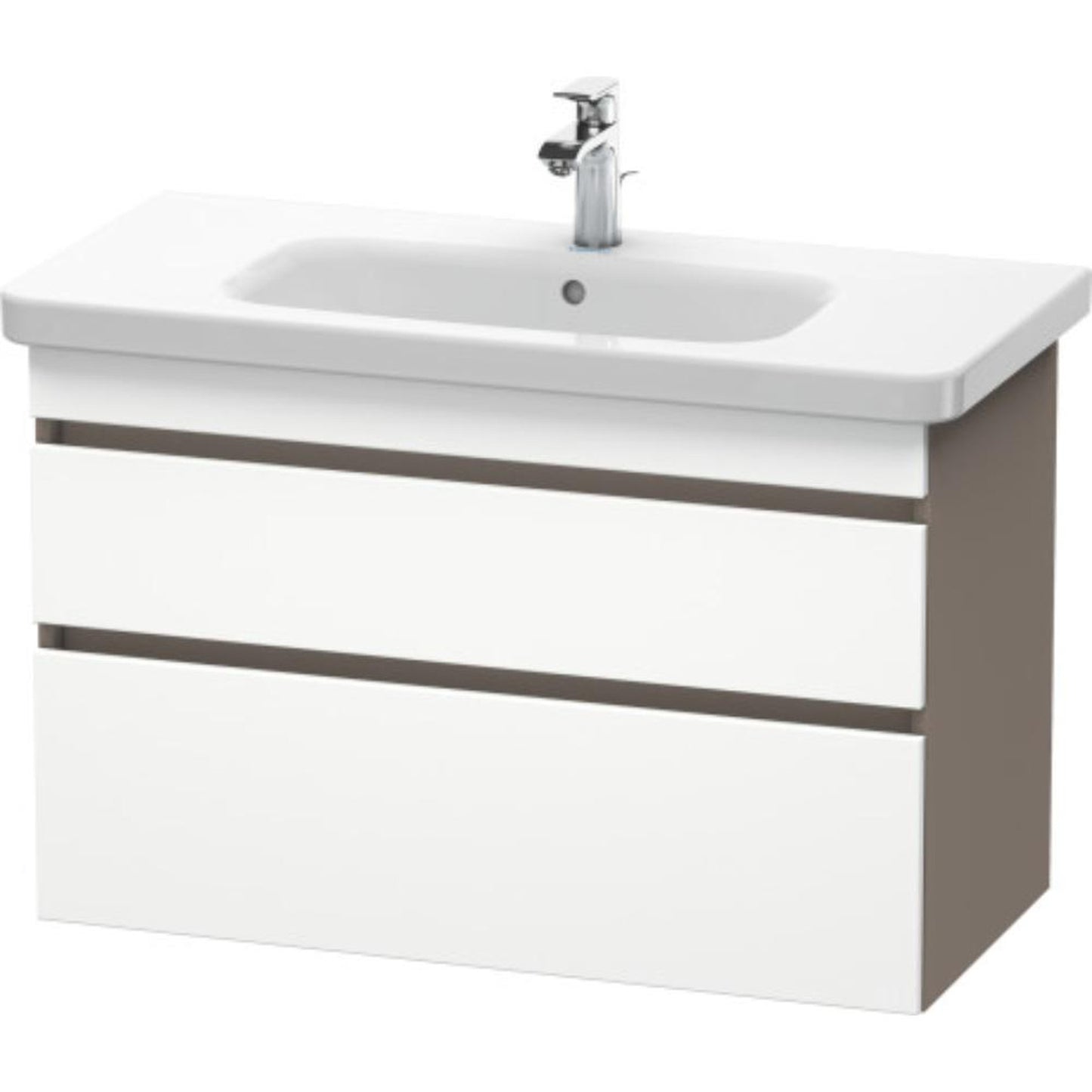 Duravit DuraStyle 37" x 24" x 18" Two Drawer Wall-Mount Vanity Unit in White Matt and Basalt (DS648201843)
