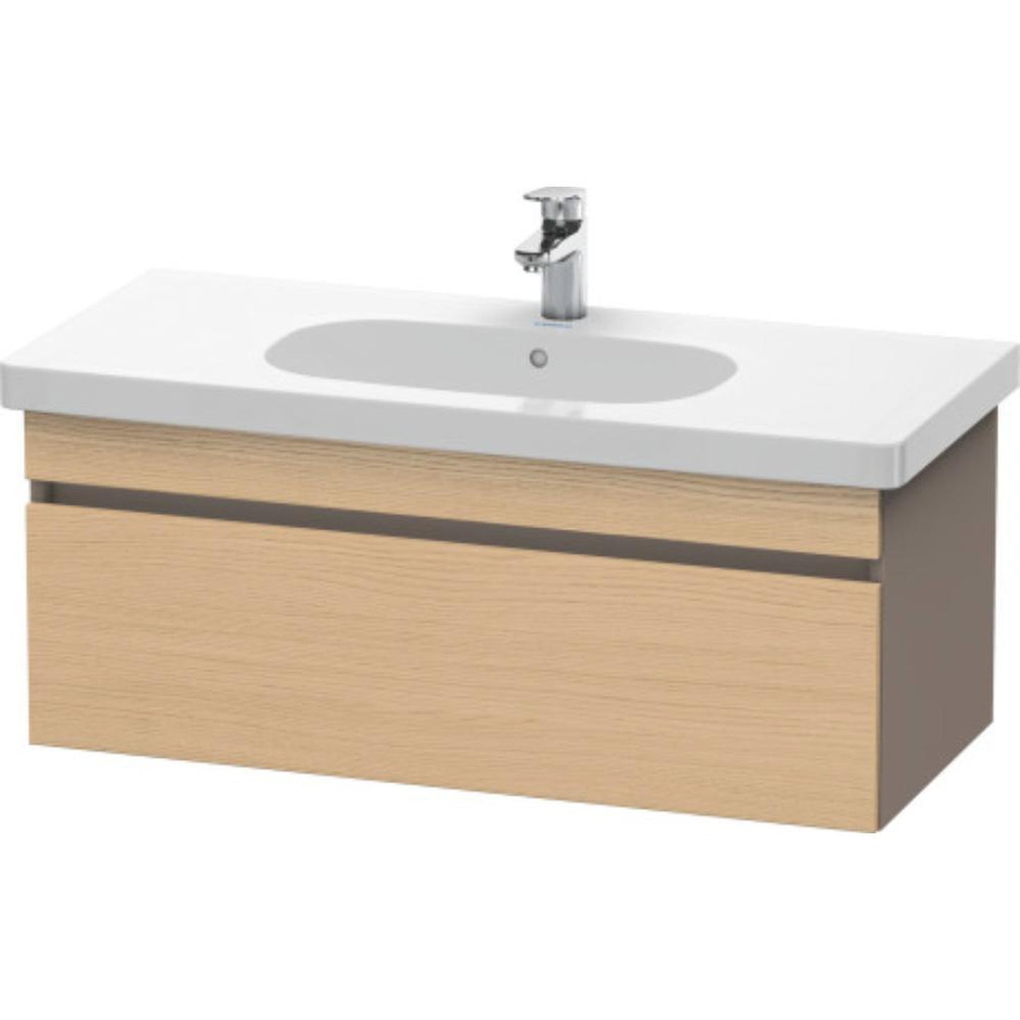 Duravit DuraStyle 39" x 16" x 18" One Drawer Wall-Mount Vanity Unit in Natural Oak and Basalt (DS638503043)