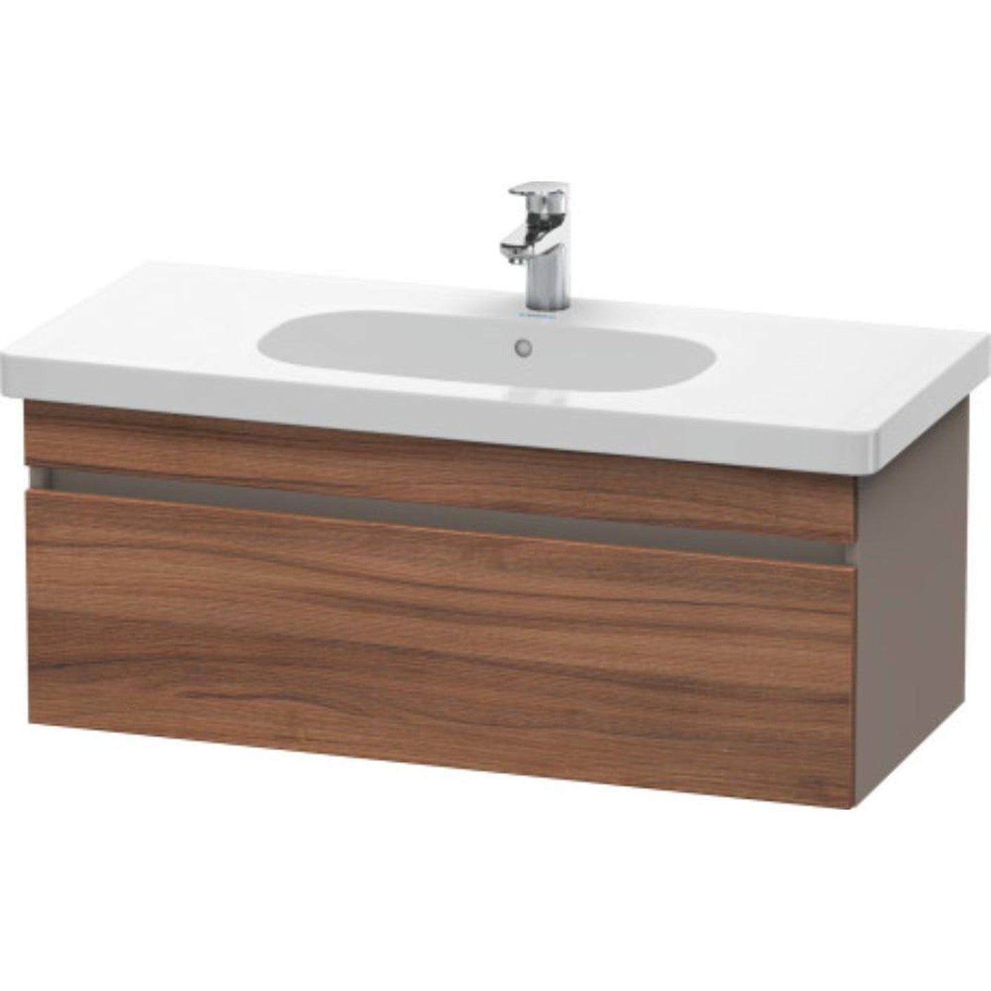 Duravit DuraStyle 39" x 16" x 18" One Drawer Wall-Mount Vanity Unit in Natural Walnut and Basalt (DS638507943)