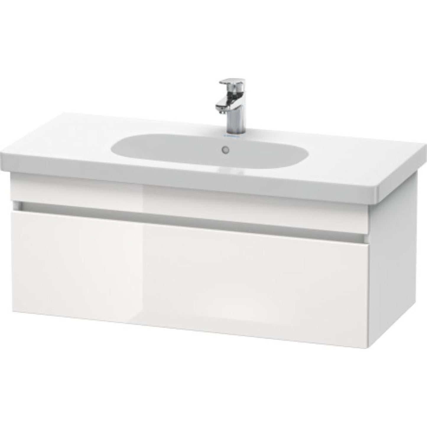 Duravit DuraStyle 39" x 16" x 18" One Drawer Wall-Mount Vanity Unit in White High Gloss and White Matt (DS638502218)