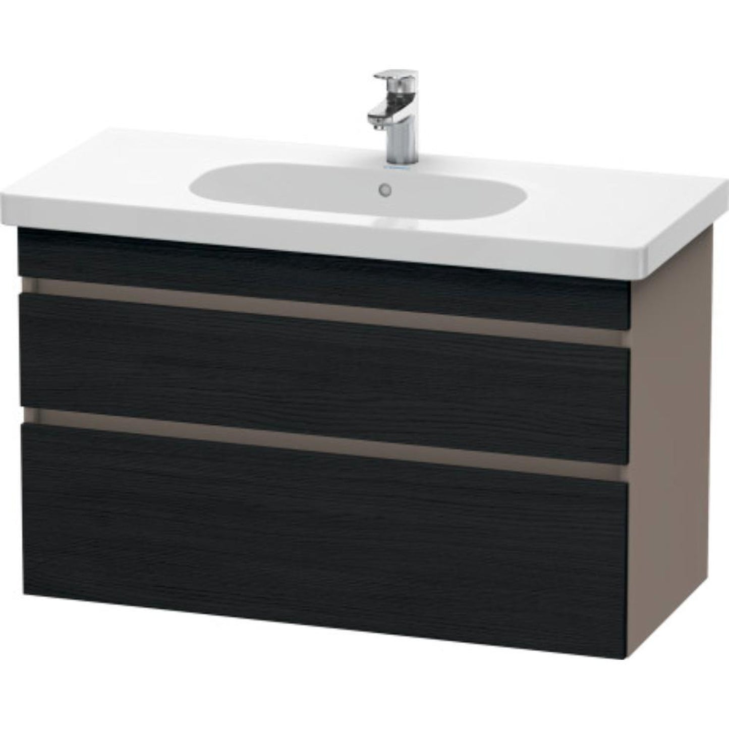 Duravit DuraStyle 39" x 24" x 18" Two Drawer Wall-Mount Vanity Unit in Oak Black and Basalt (DS648501643)