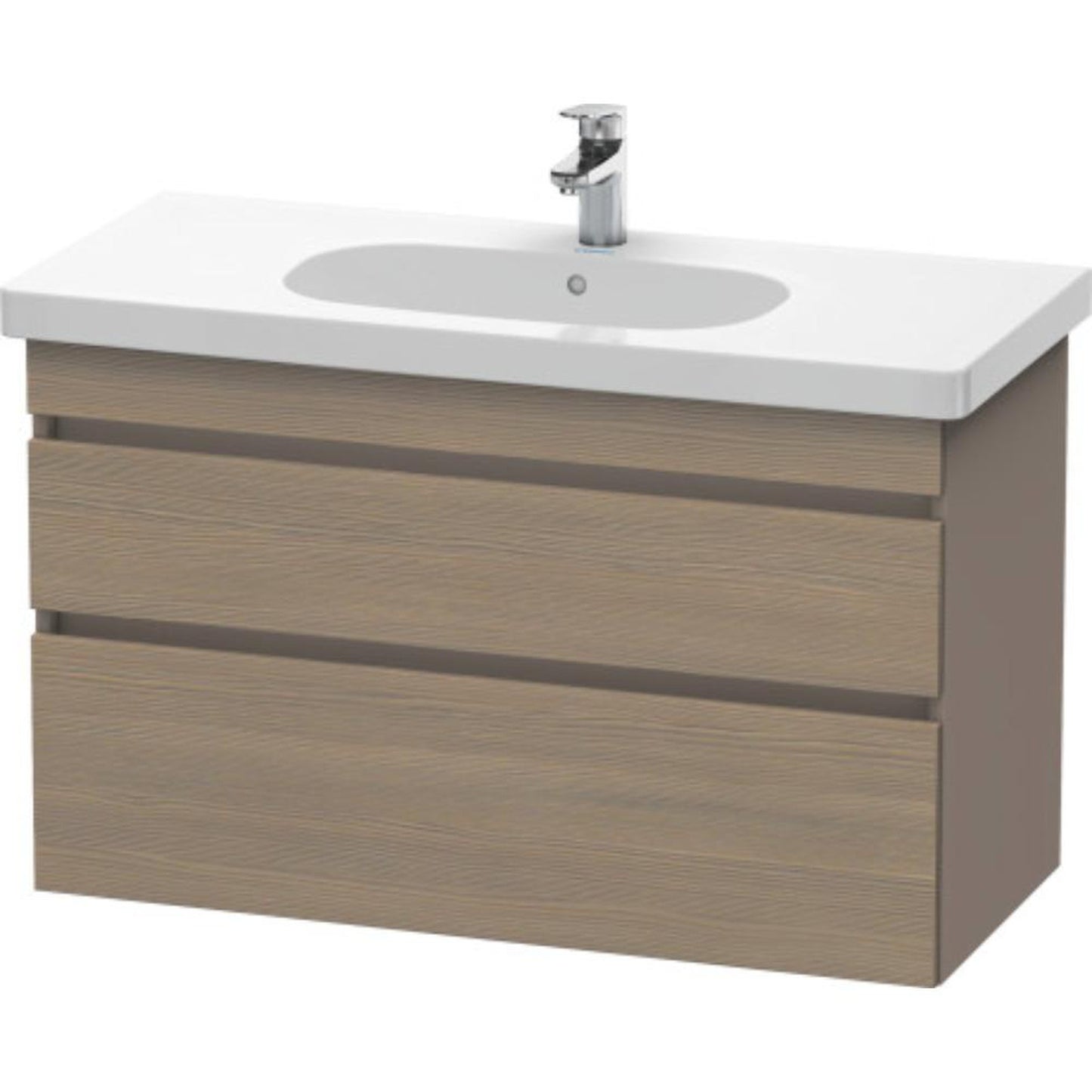 Duravit DuraStyle 39" x 24" x 18" Two Drawer Wall-Mount Vanity Unit in Oak Terra and Basalt (DS648503543)