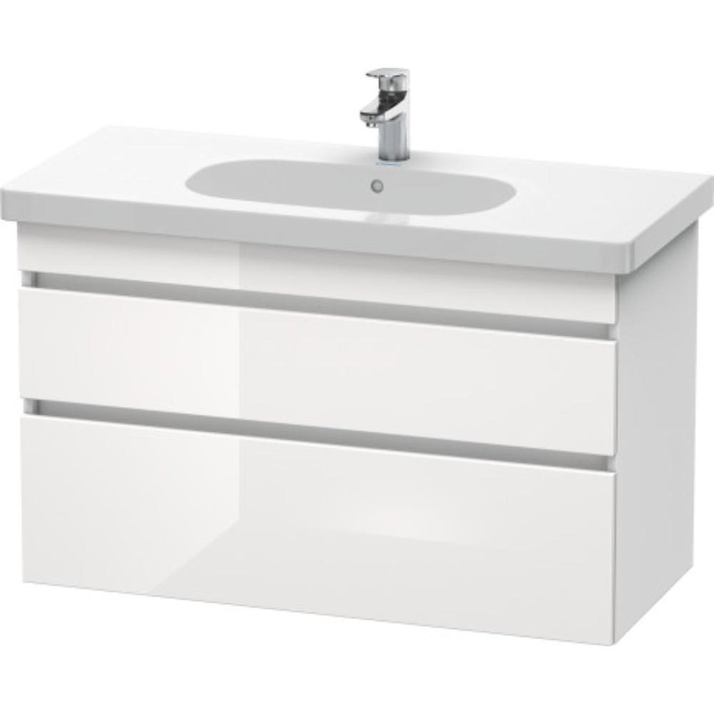 Duravit DuraStyle 39" x 24" x 18" Two Drawer Wall-Mount Vanity Unit in White High Gloss and White Matt (DS648502218)
