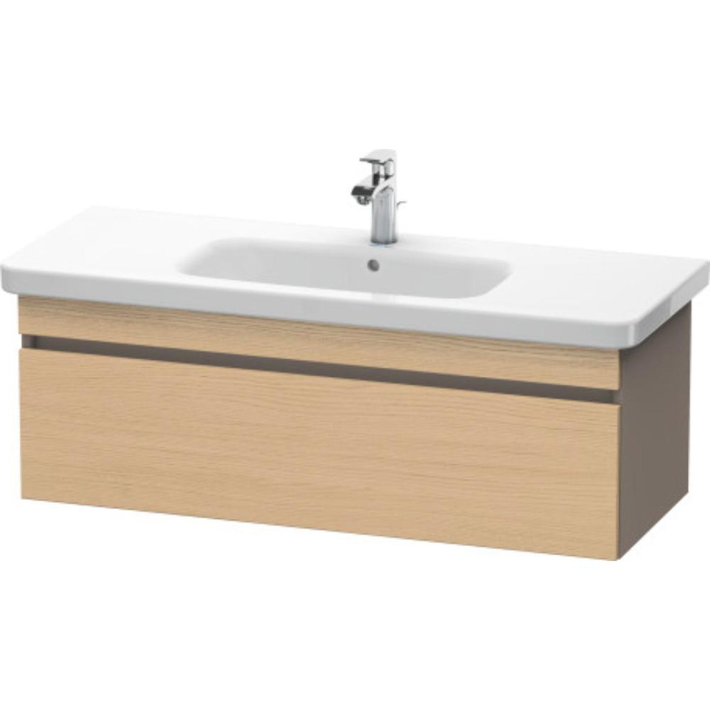 Duravit DuraStyle 44" x 16" x 18" One Drawer Wall-Mount Vanity Unit in Natural Oak and Basalt (DS639503043)