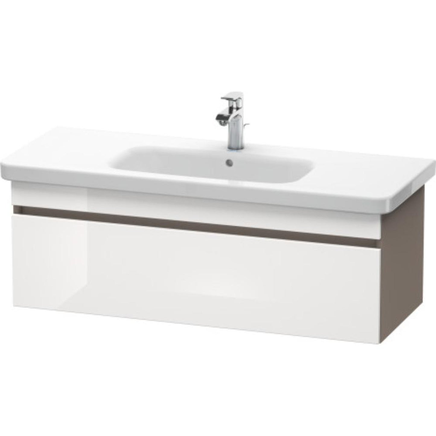 Duravit DuraStyle 44" x 16" x 18" One Drawer Wall-Mount Vanity Unit in White High Gloss and Basalt (DS639502243)