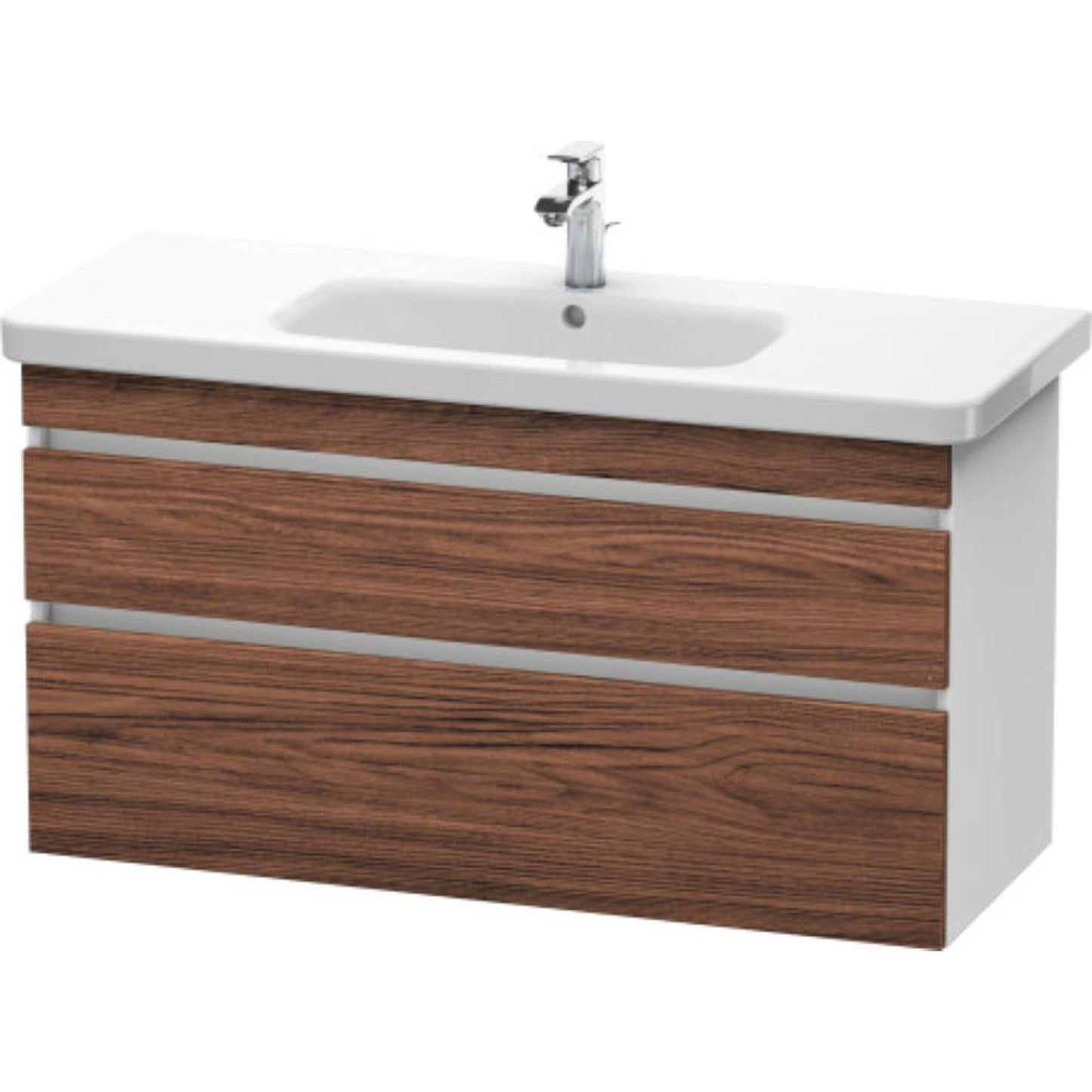 Duravit DuraStyle 44" x 24" x 18" Two Drawer Wall-Mount Vanity Unit in Walnut Dark and White (DS649502118)