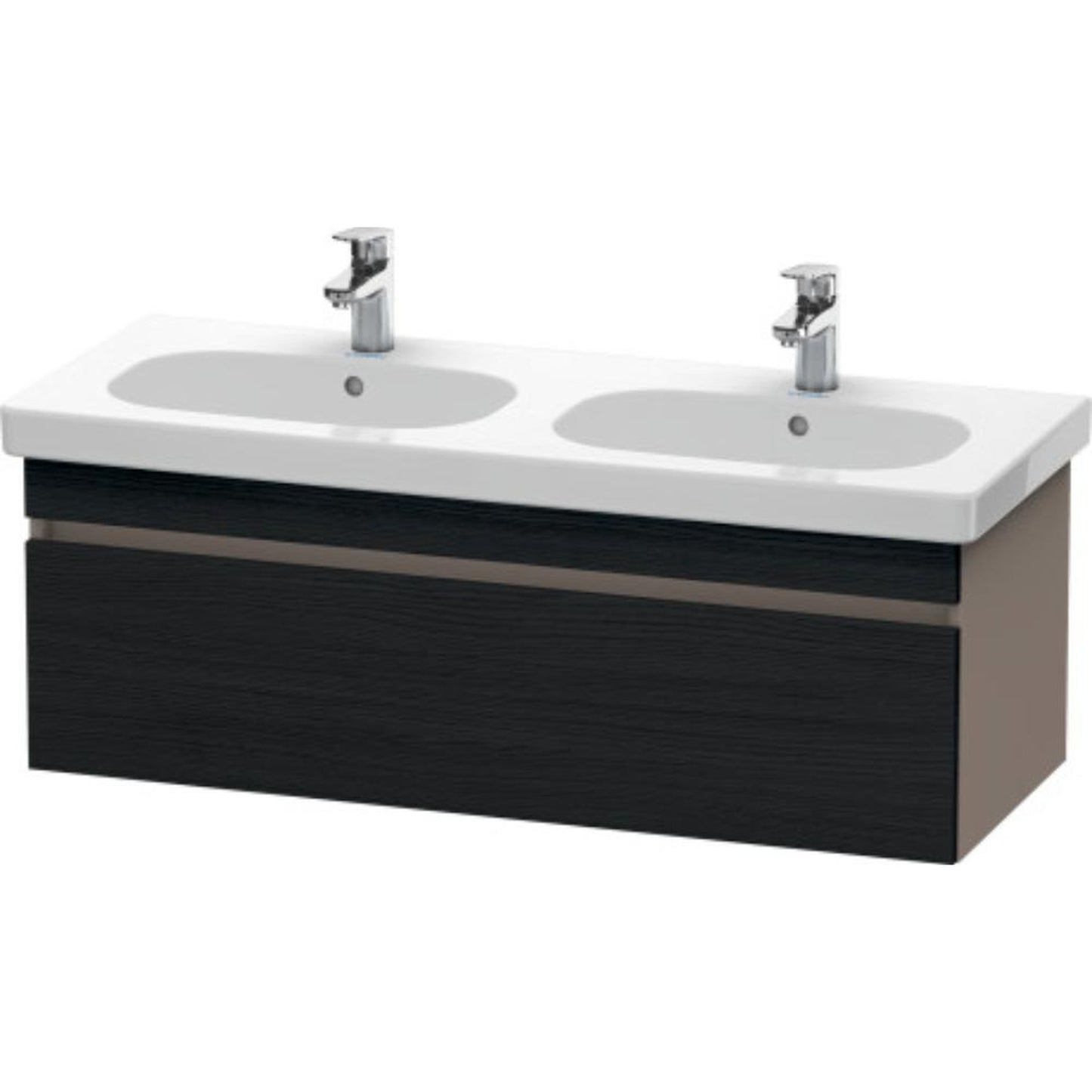 Duravit DuraStyle 45" x 16" x 18" One Drawer Wall-Mount Vanity Unit in Oak Black and Basalt (DS638601643)