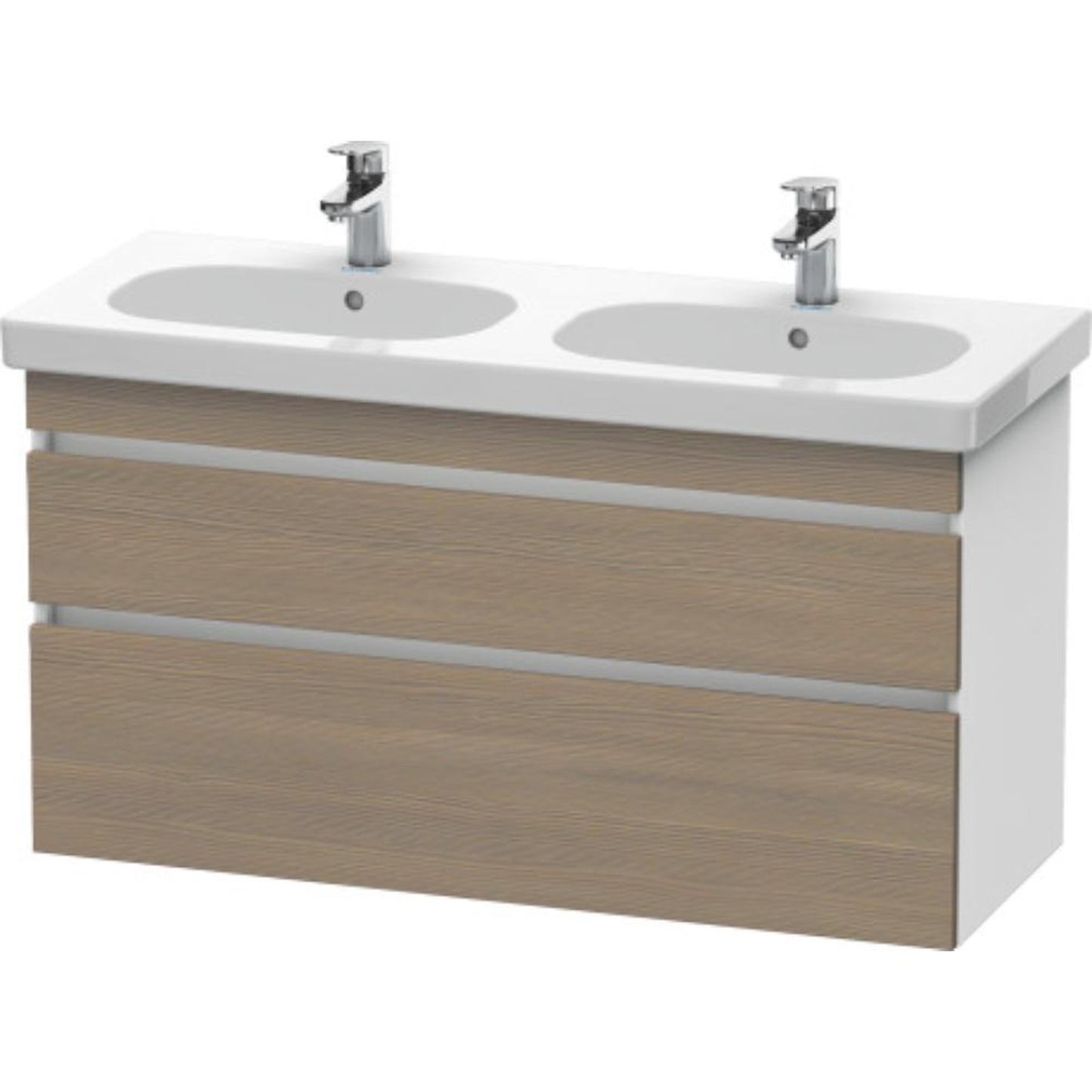 Duravit DuraStyle 45" x 24" x 18" Two Drawer Wall-Mount Vanity Unit in Oak Terra and White (DS648603518)