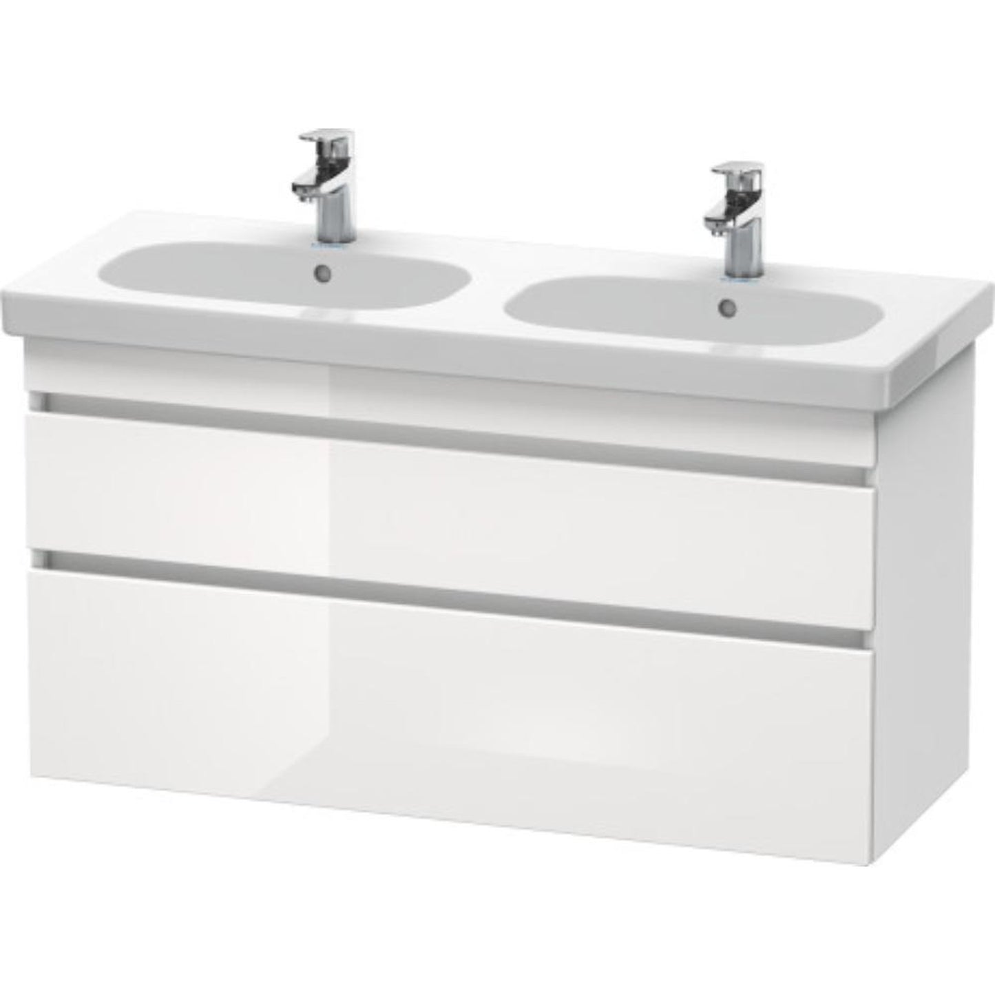 Duravit DuraStyle 45" x 24" x 18" Two Drawer Wall-Mount Vanity Unit in White High Gloss and White Matt (DS648602218)