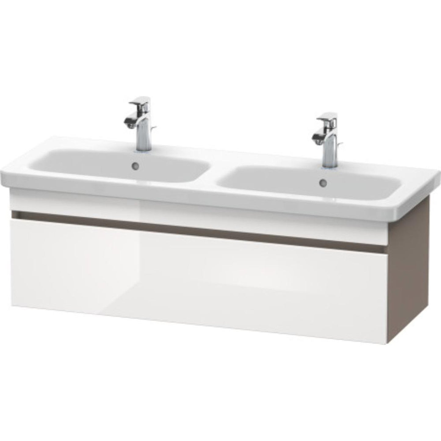 Duravit DuraStyle 48" x 16" x 18" One Drawer Wall-Mount Vanity Unit in White High Gloss and Basalt (DS639802243)