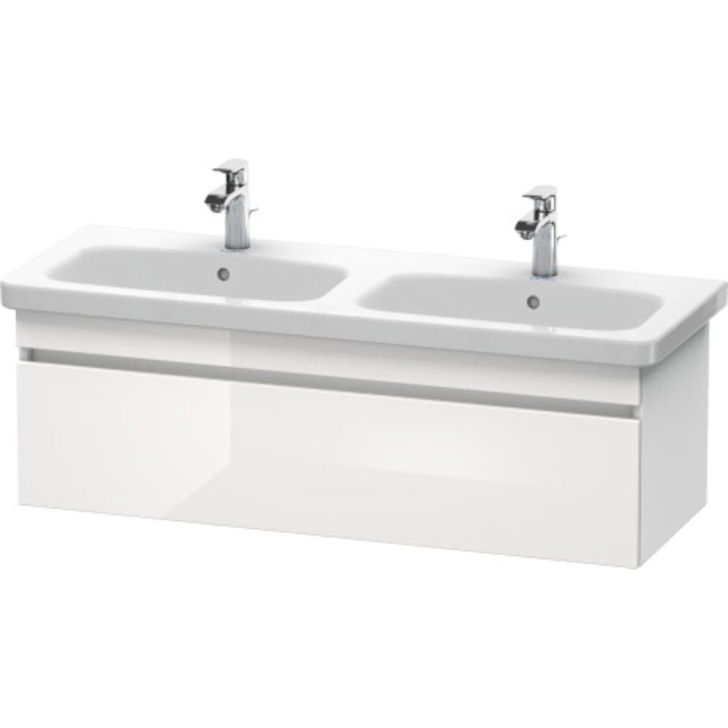 Duravit DuraStyle 48" x 16" x 18" One Drawer Wall-Mount Vanity Unit in White High Gloss and White Matt (DS639802218)