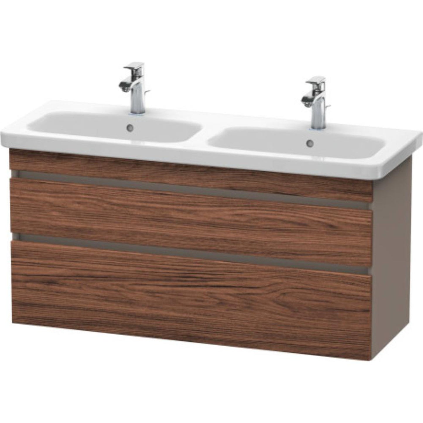 Duravit DuraStyle 48" x 24" x 18" Two Drawer Wall-Mount Vanity Unit in Walnut Dark and Basalt (DS649802143)