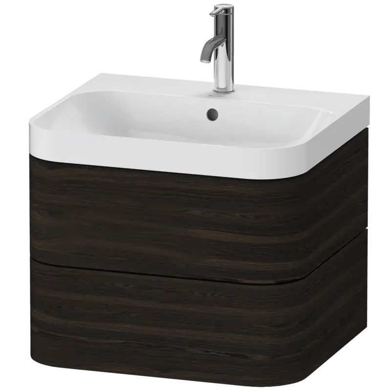 Duravit Happy D.2 23" x 19" x 19" Brushed Walnut Two Drawer C-Shaped Wall-Mount Vanity Kit (HP4345O6969)